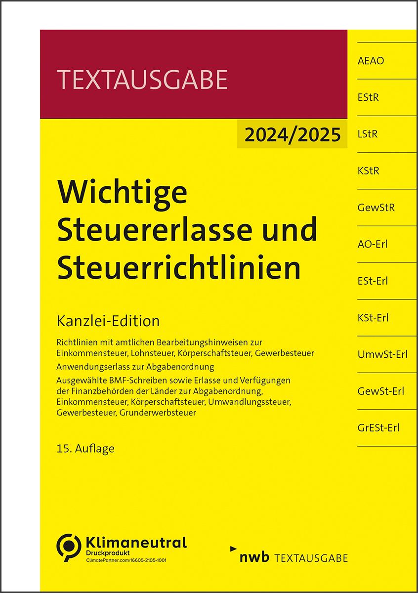 Wichtige Steuererlasse und Steuerrichtlinien