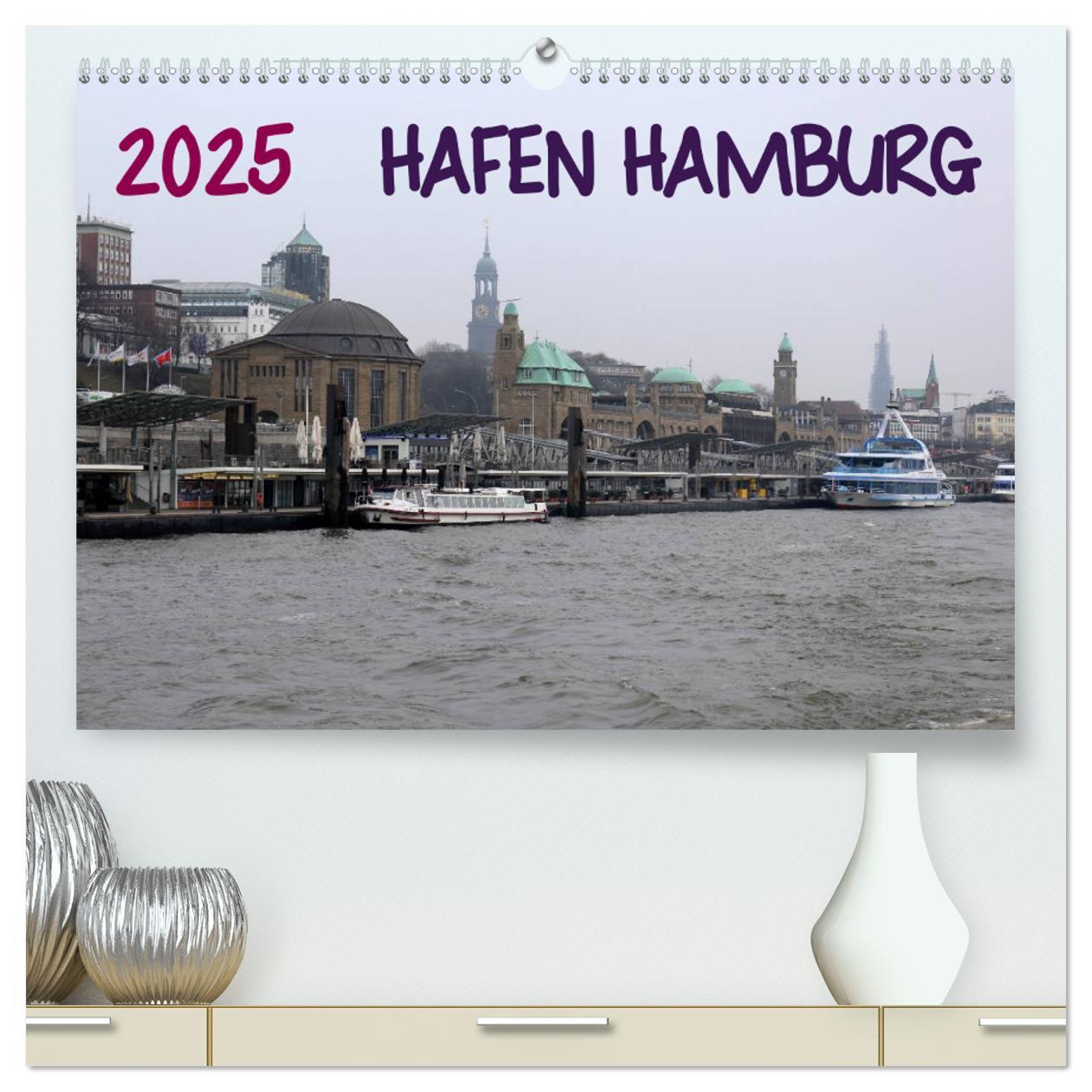 Hafen Hamburg 2025 (hochwertiger Premium Wandkalender 2025 DIN A2 quer), Kunstdruck in Hochglanz