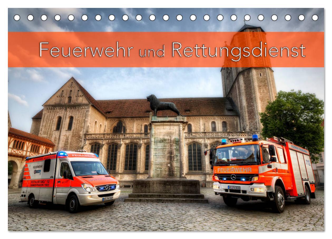 Feuerwehr und Rettungsdienst (Tischkalender 2025 DIN A5 quer), CALVENDO Monatskalender