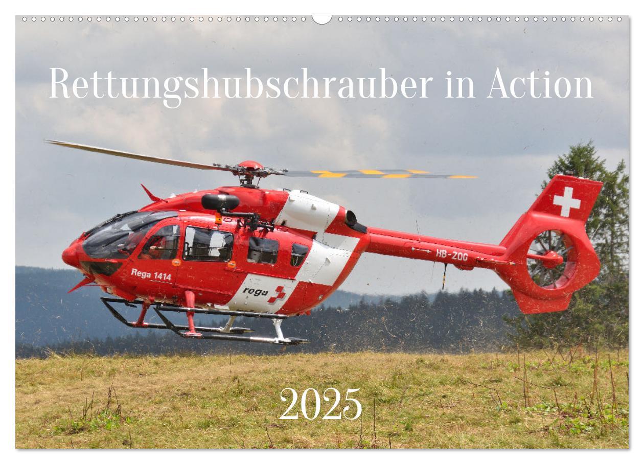 Rettungshubschrauber in Action (Wandkalender 2025 DIN A2 quer), CALVENDO Monatskalender