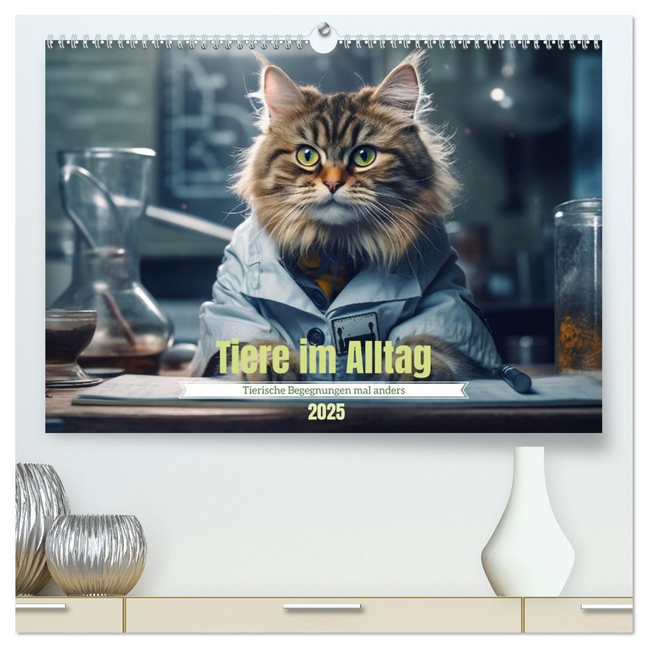 Tiere im Alltag (hochwertiger Premium Wandkalender 2025 DIN A2 quer), Kunstdruck in Hochglanz