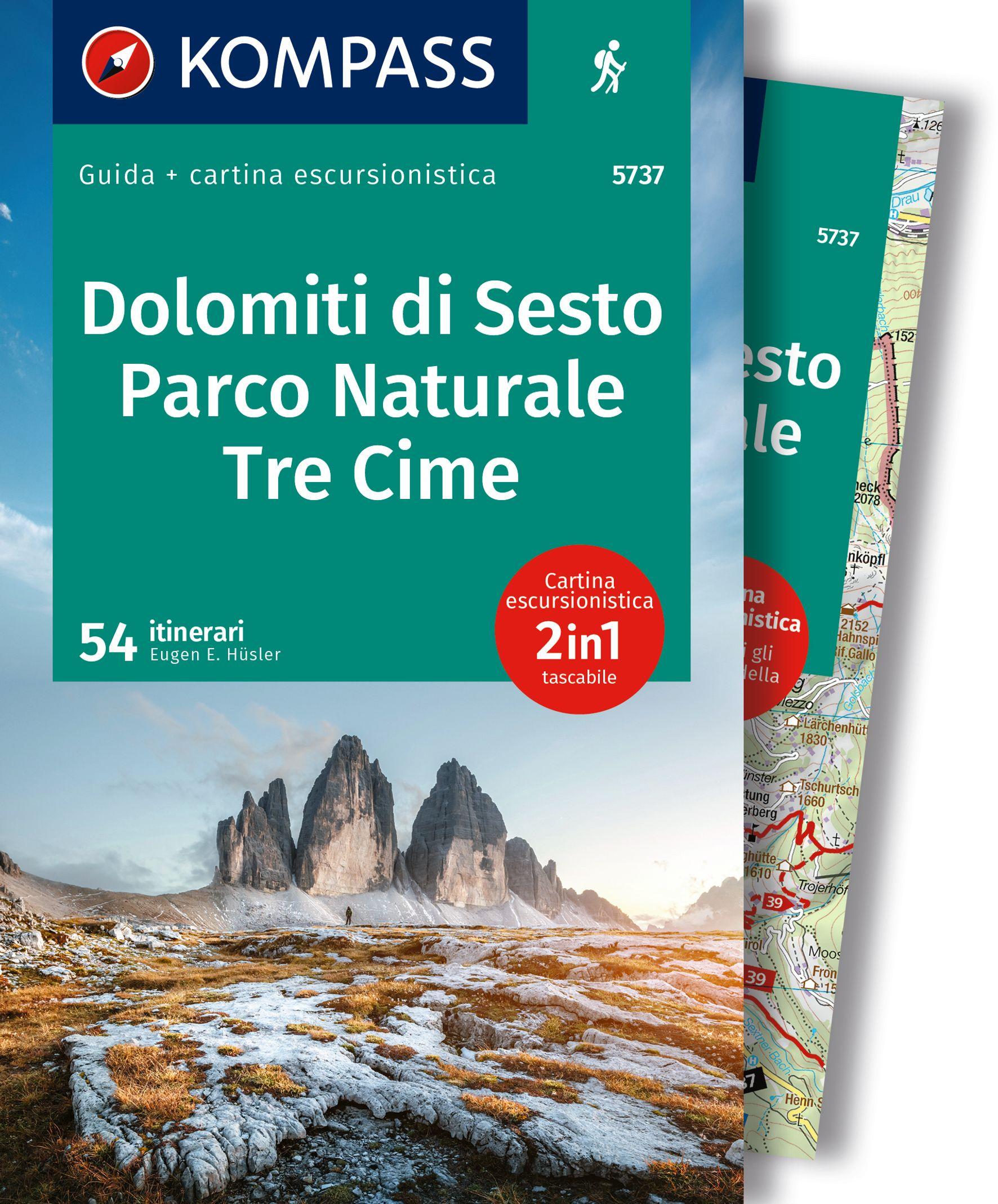 KOMPASS guida escursionistica Dolomiti di Sesto, Parco Naturale Tre Cime, 50 itinerari