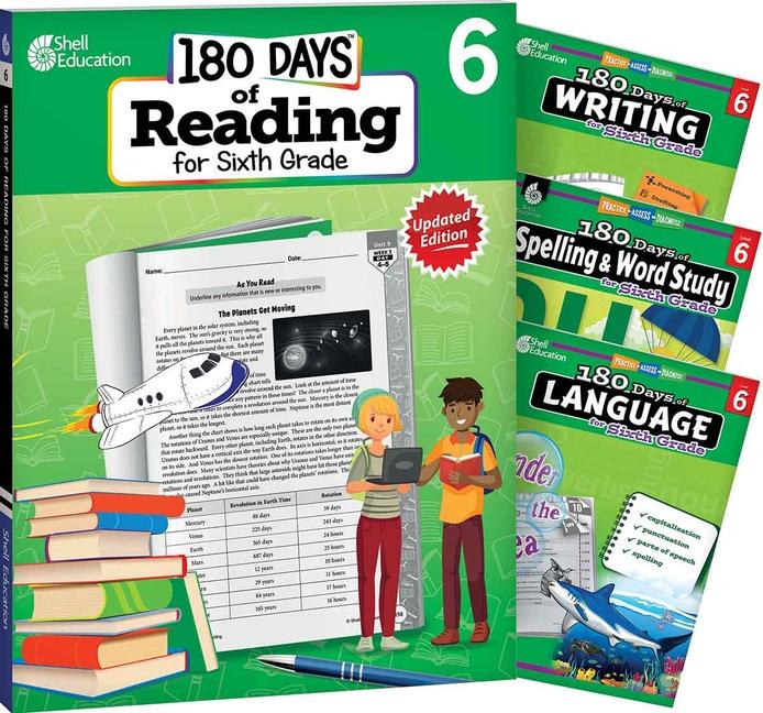 180 Days(tm) Reading 2nd Ed, Writing, Spelling, & Language Grade 6: 4-Book Set