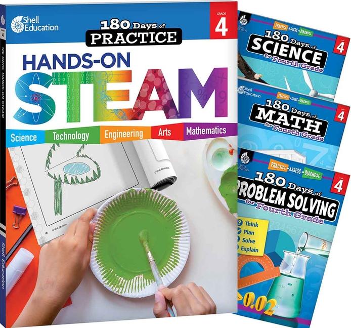 180 Days(tm) Steam, Science, Math, & Problem Solving Grade 4: 4-Book Set