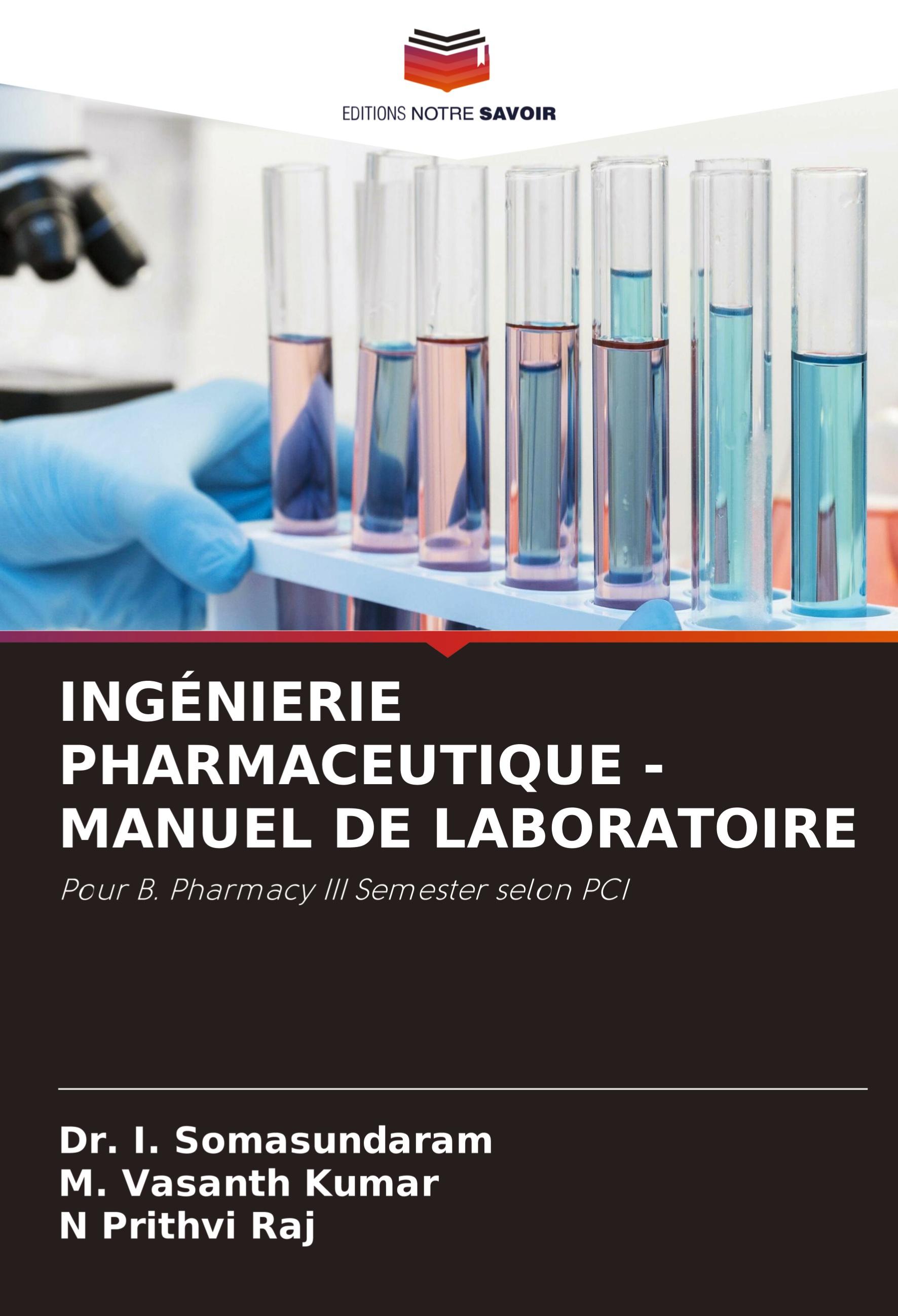 INGÉNIERIE PHARMACEUTIQUE - MANUEL DE LABORATOIRE