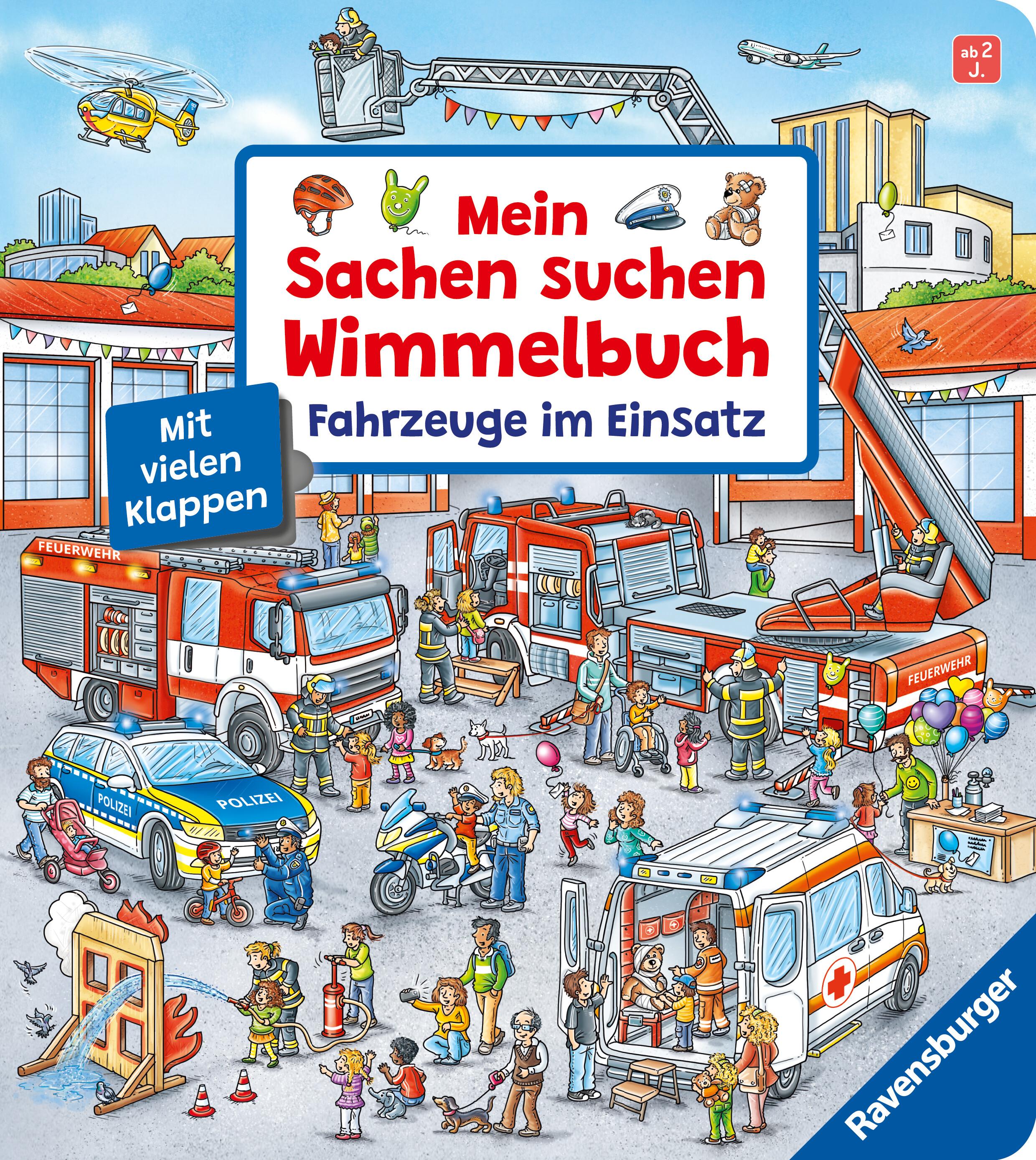 Mein Sachen suchen Wimmelbuch: Fahrzeuge im Einsatz, Pappbilderbuch mit Klappen ab 2 Jahren, Bilderbuch