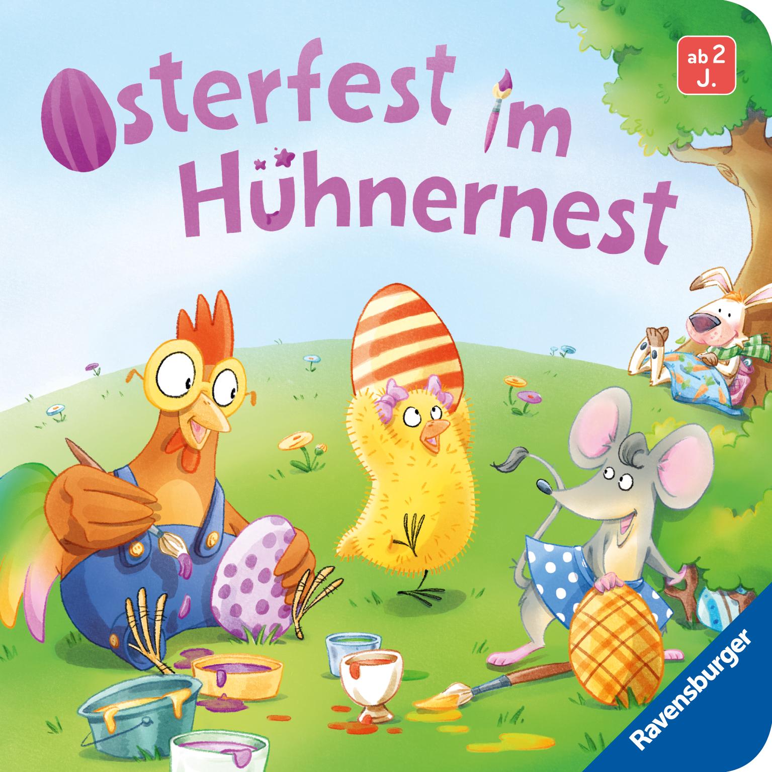 Osterfest im Hühnernest: Kinderbuch ab 2 Jahren, kleines Geschenk fürs Osternest, Pappbilderbuch