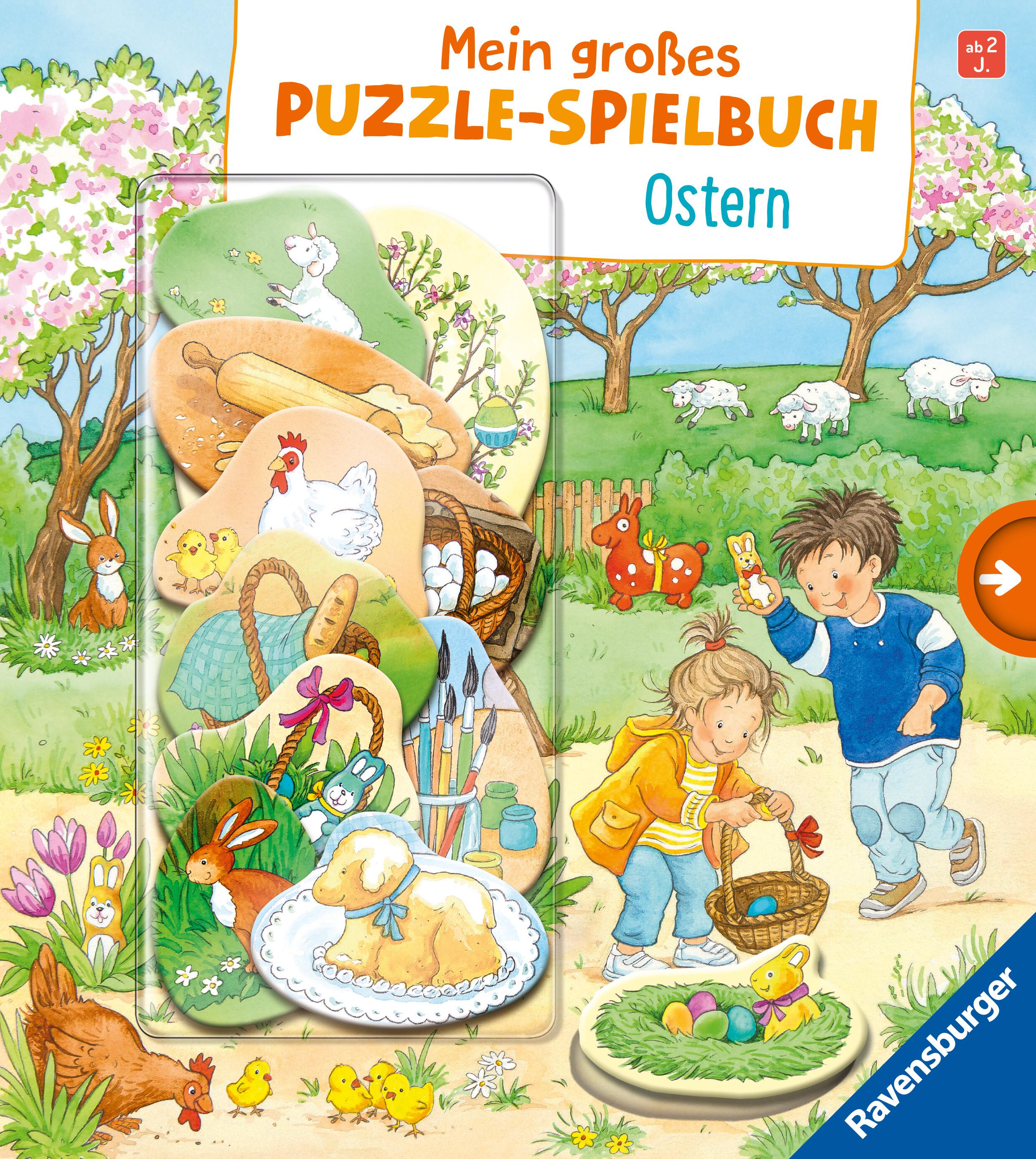 Mein großes Puzzle-Spielbuch: Ostern - Puzzlebuch ab 2 Jahren, mit 10 Puzzleteilen, Geschenk fürs Osternest