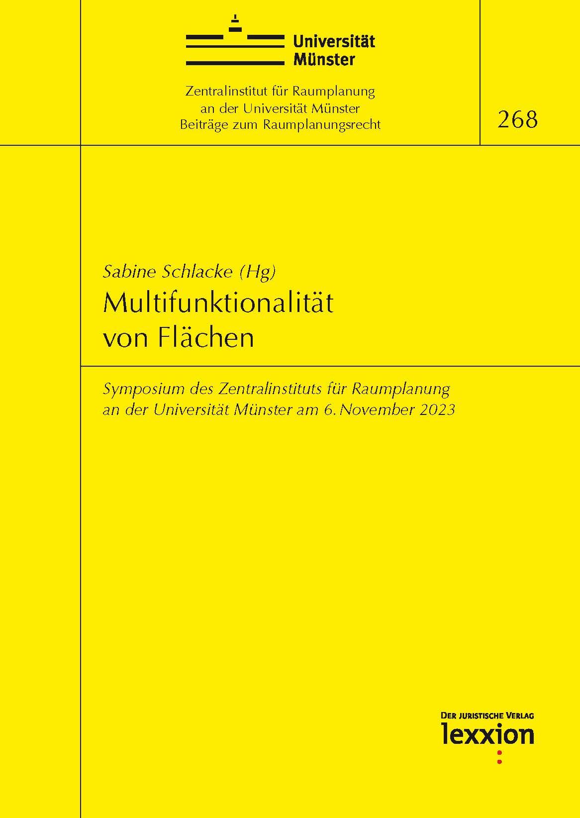 Multifunktionalität von Flächen - Symposium des Zentralinstituts für Raumplanung an der Universität Münster am 6. November 2023