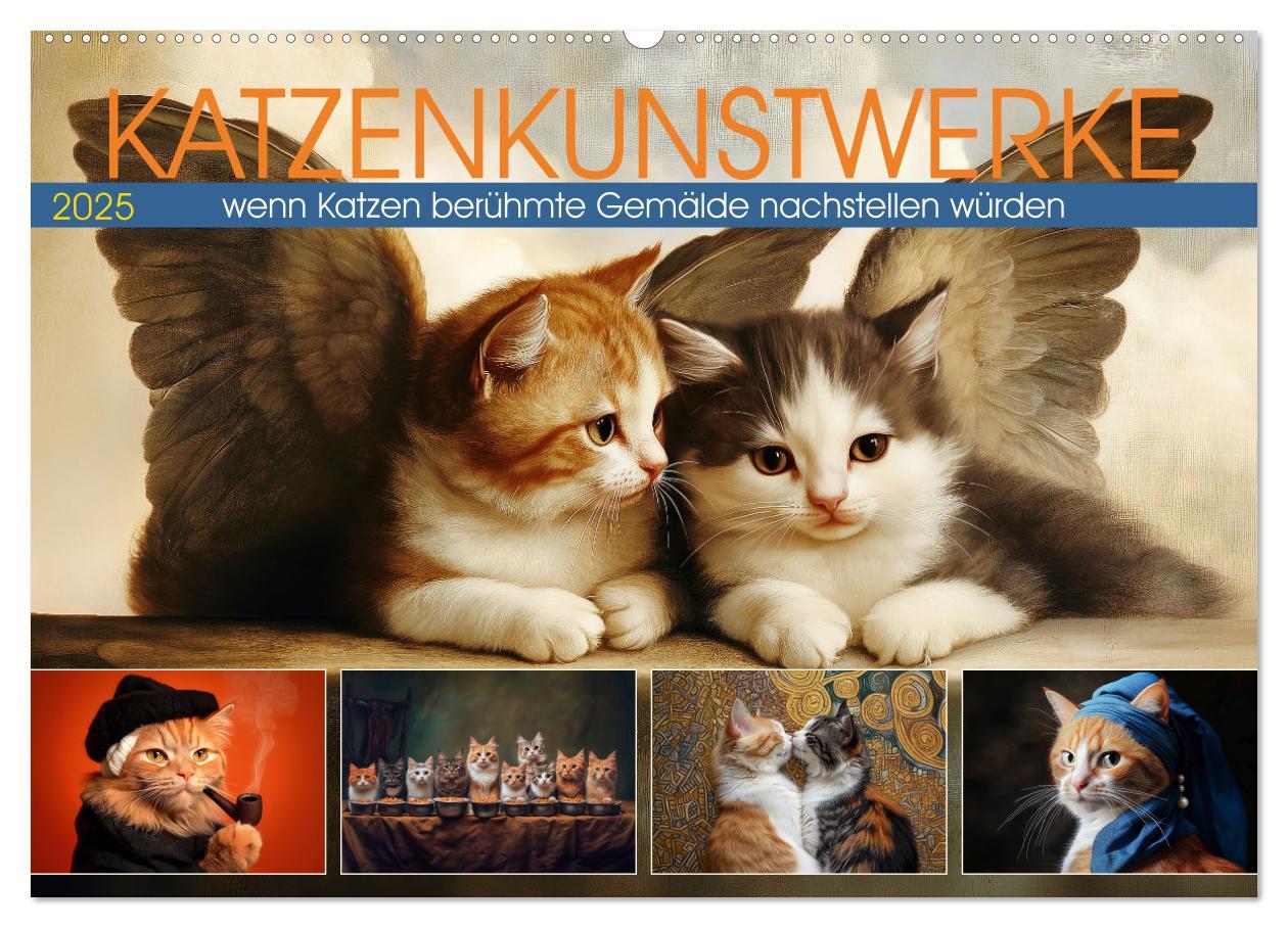 Katzenkunstwerke (Wandkalender 2025 DIN A2 quer), CALVENDO Monatskalender