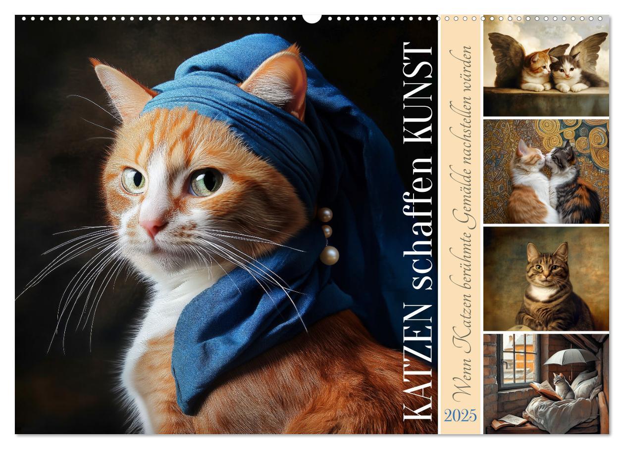 Katzen schaffen Kunst (Wandkalender 2025 DIN A2 quer), CALVENDO Monatskalender