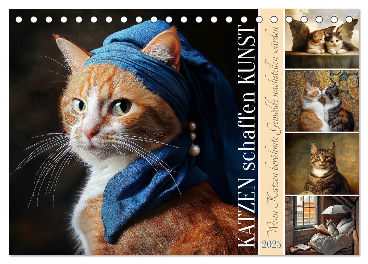 Katzen schaffen Kunst (Tischkalender 2025 DIN A5 quer), CALVENDO Monatskalender