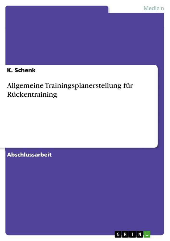 Allgemeine Trainingsplanerstellung für Rückentraining