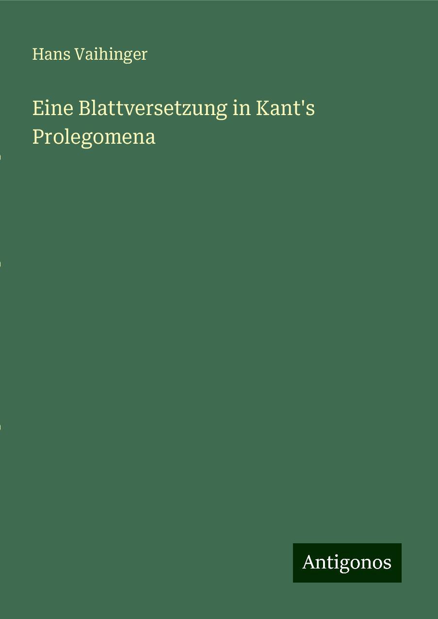 Eine Blattversetzung in Kant's Prolegomena