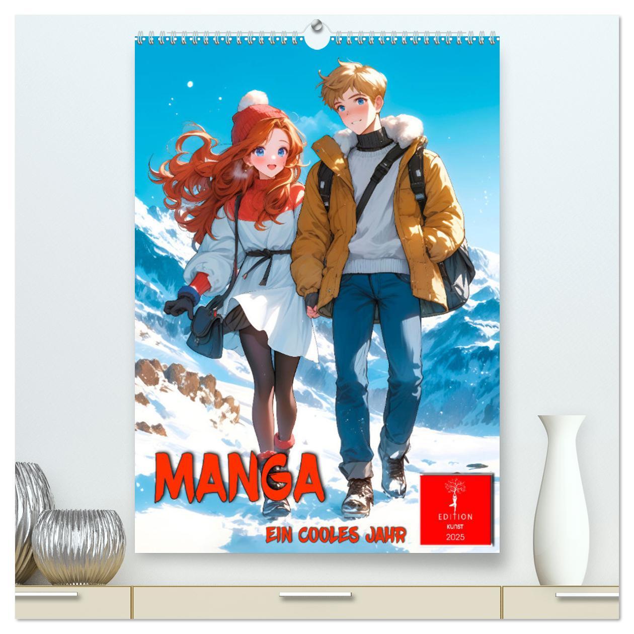 Manga - ein cooles Jahr (hochwertiger Premium Wandkalender 2025 DIN A2 hoch), Kunstdruck in Hochglanz