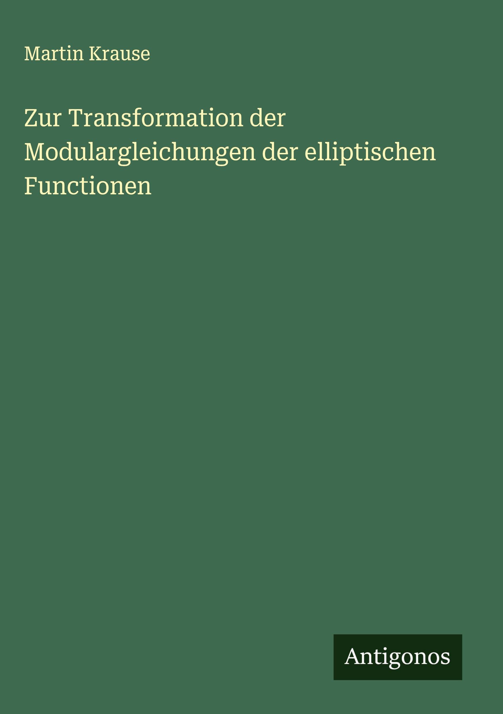 Zur Transformation der Modulargleichungen der elliptischen Functionen