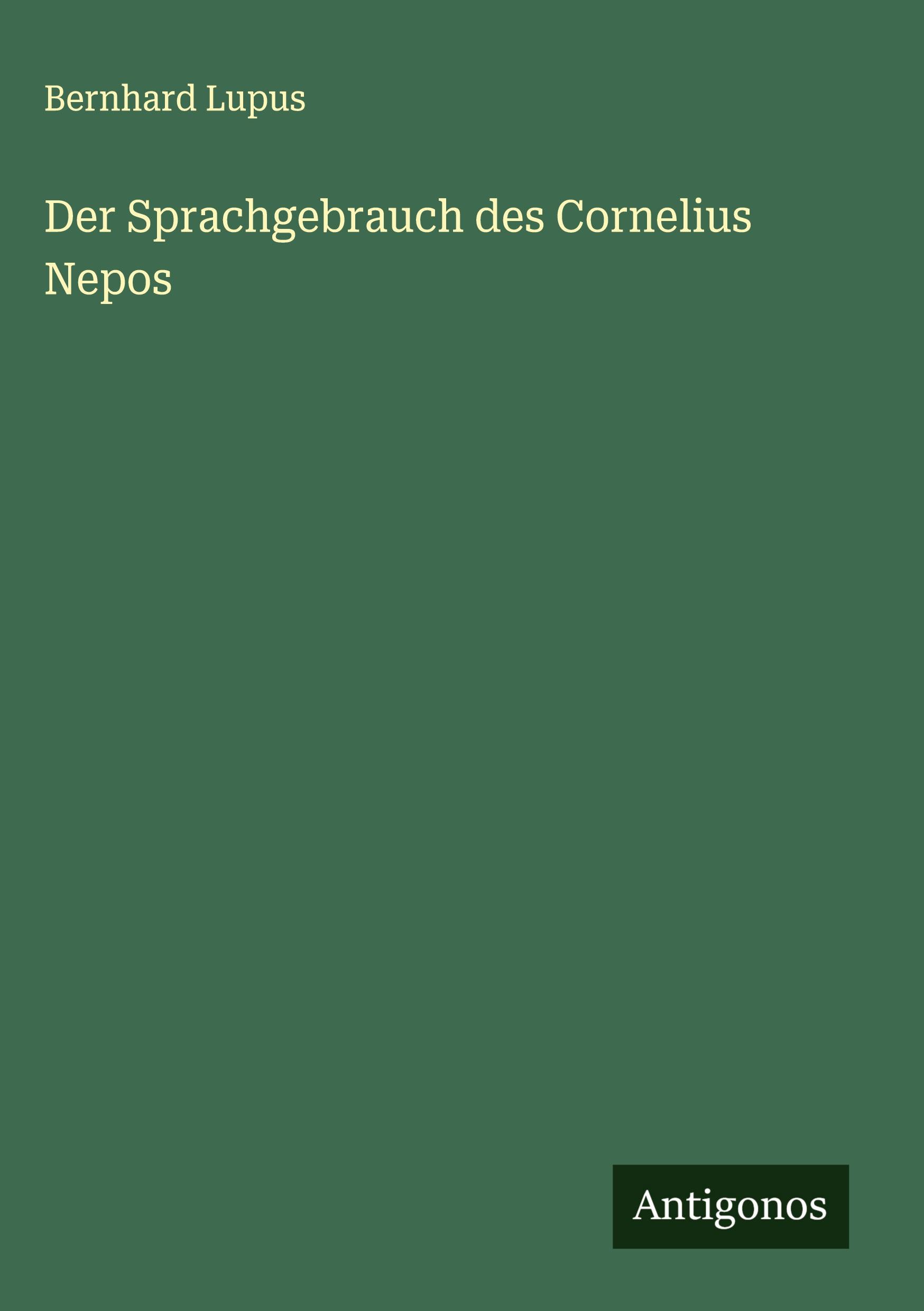 Der Sprachgebrauch des Cornelius Nepos