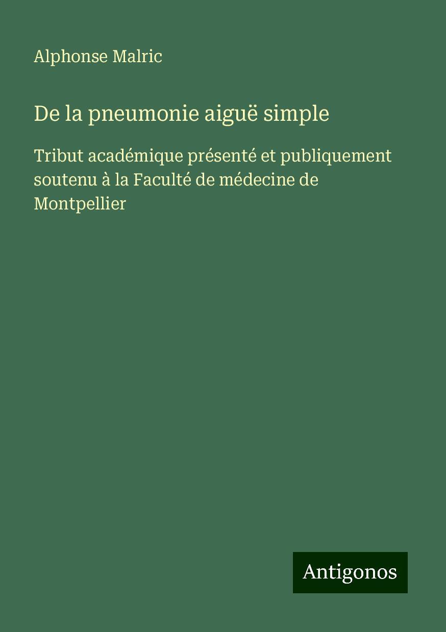 De la pneumonie aiguë simple