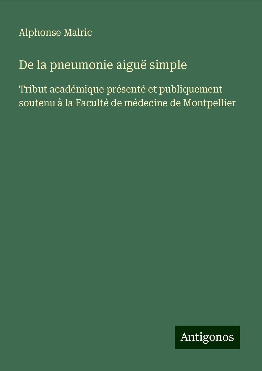 De la pneumonie aiguë simple