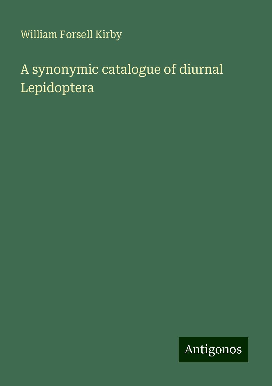 A synonymic catalogue of diurnal Lepidoptera