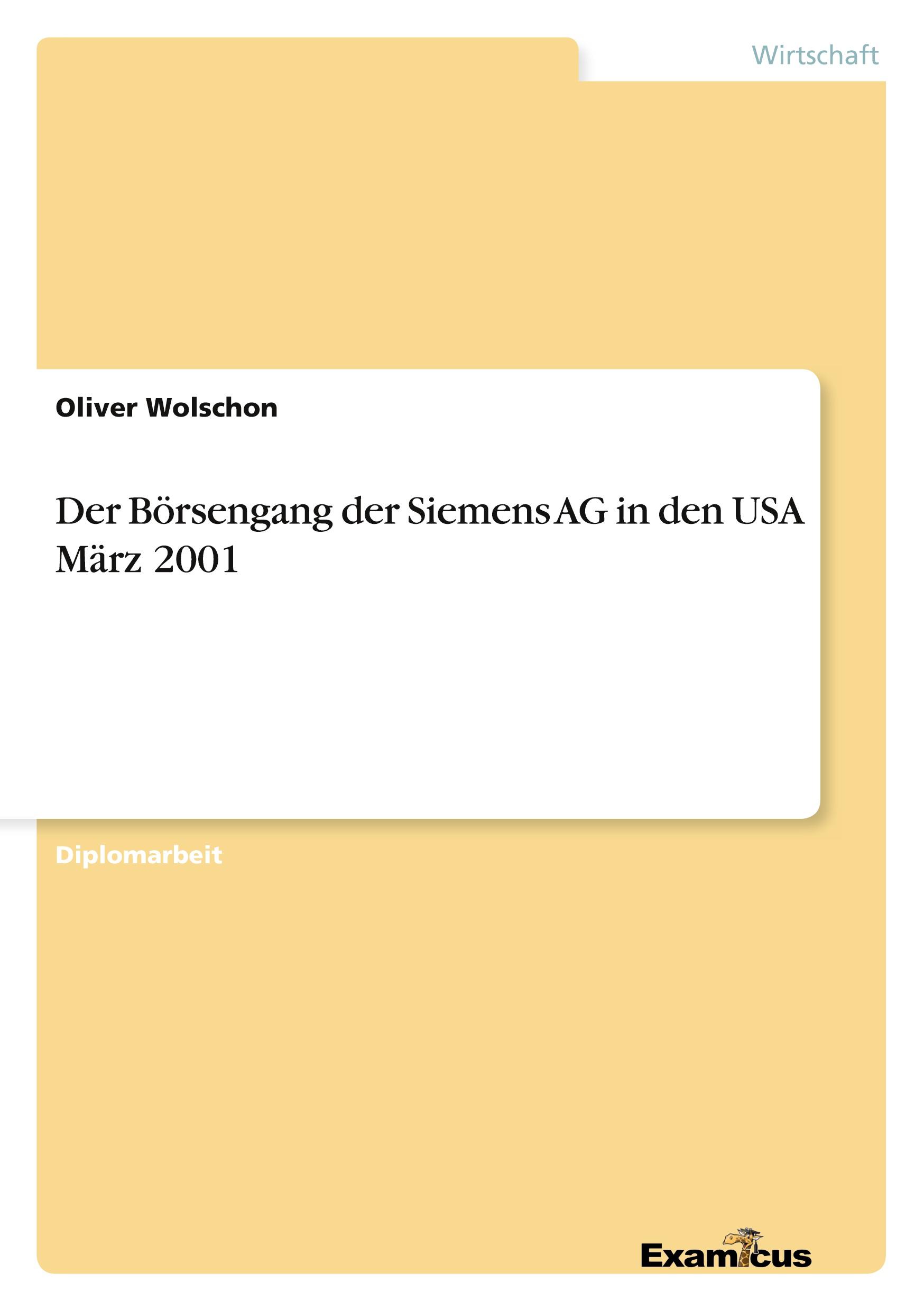 Der Börsengang der Siemens AG in den USA März 2001