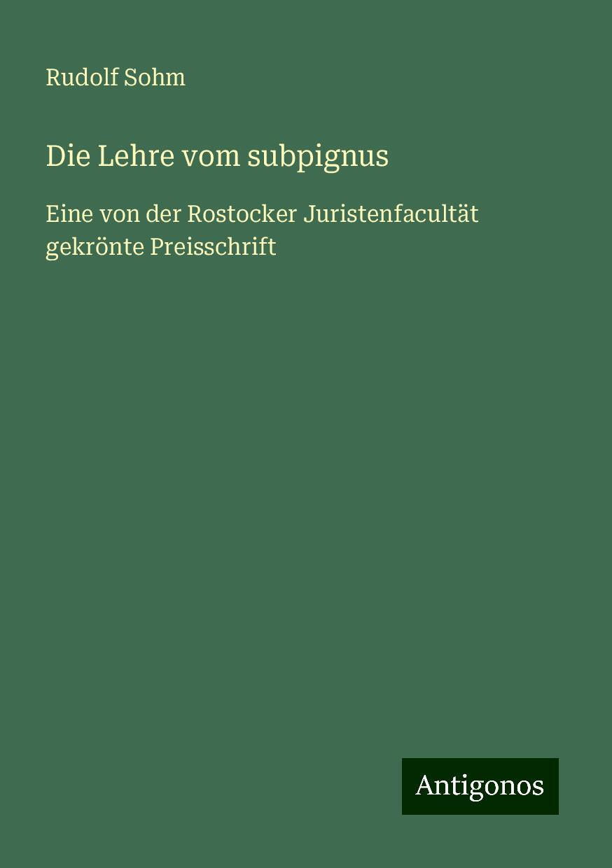 Die Lehre vom subpignus