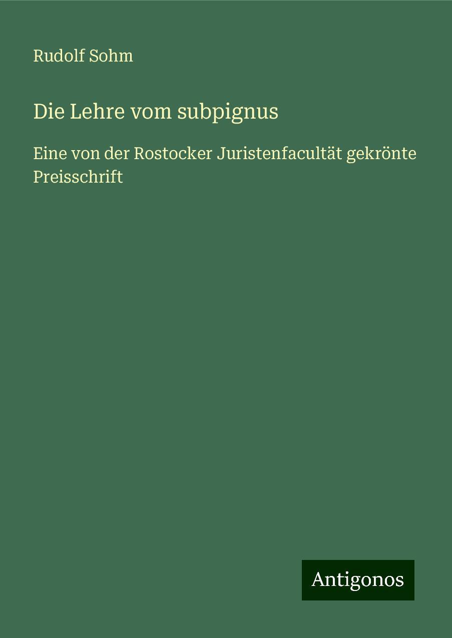 Die Lehre vom subpignus