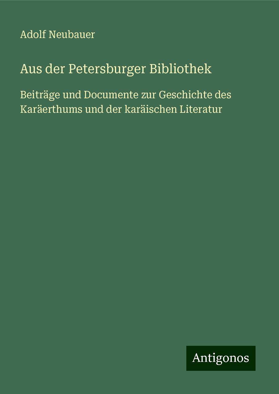 Aus der Petersburger Bibliothek