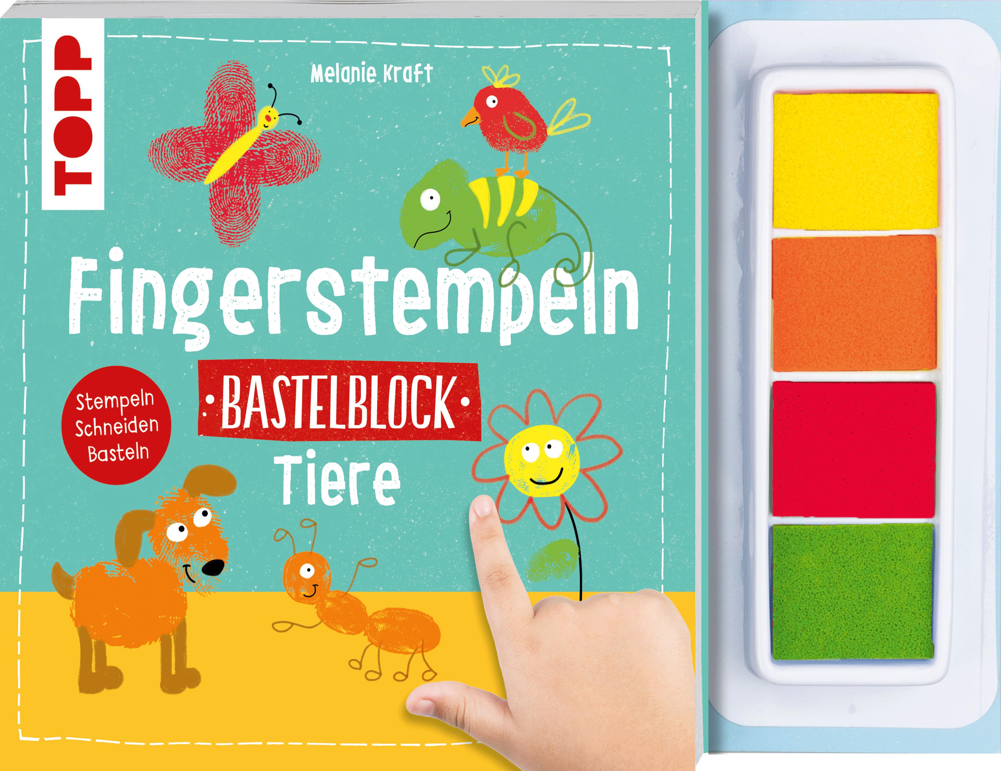 Fingerstempeln. Bastelblock Tiere