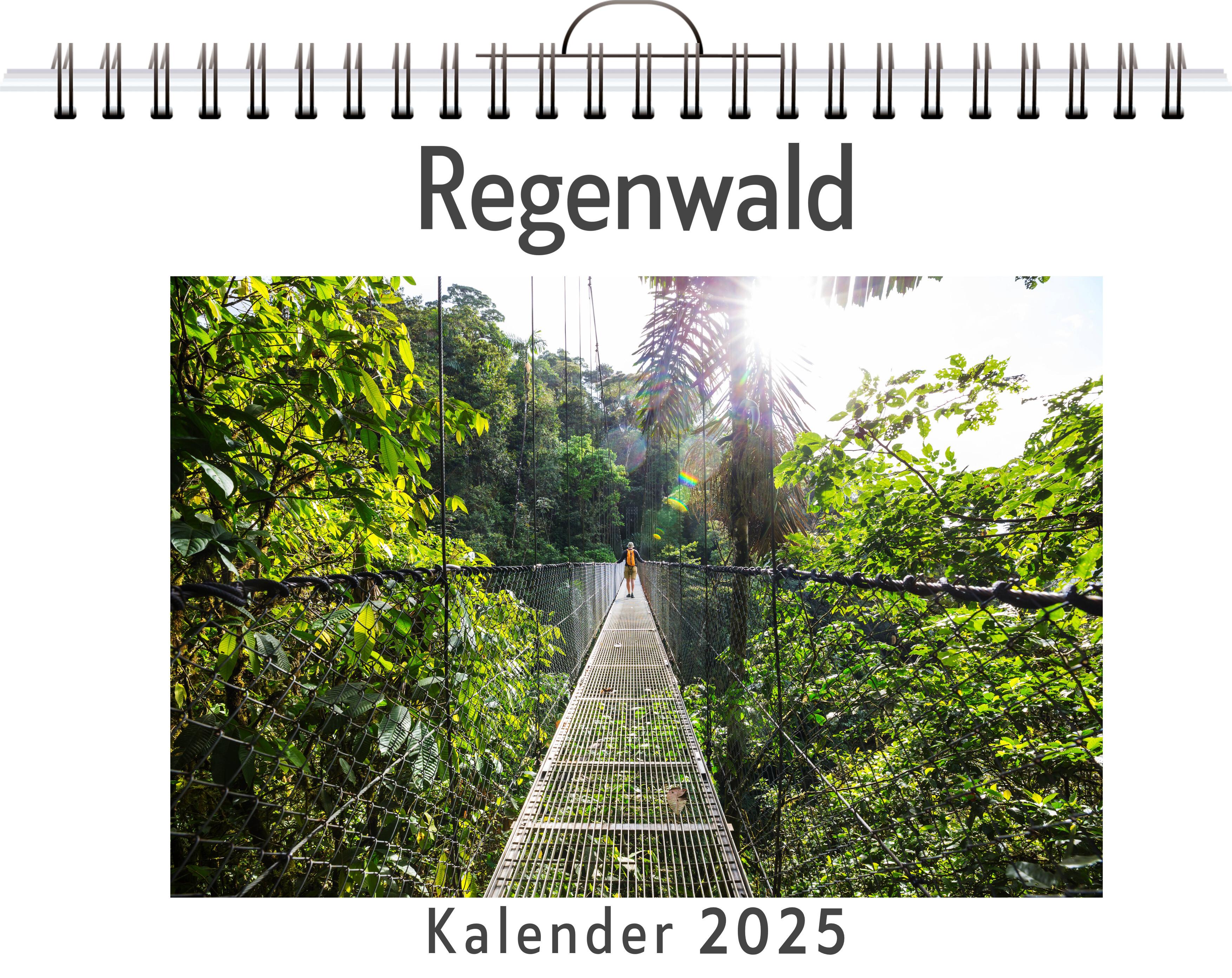 Regenwald - (Wandkalender 2025, Kalender DIN A4 quer, Monatskalender im Querformat mit Kalendarium, das perfekte Geschenk)