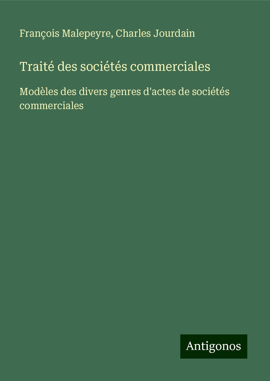 Traité des sociétés commerciales