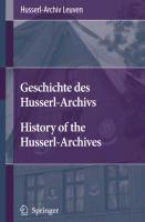 Geschichte des Husserl-Archivs History of the Husserl-Archives