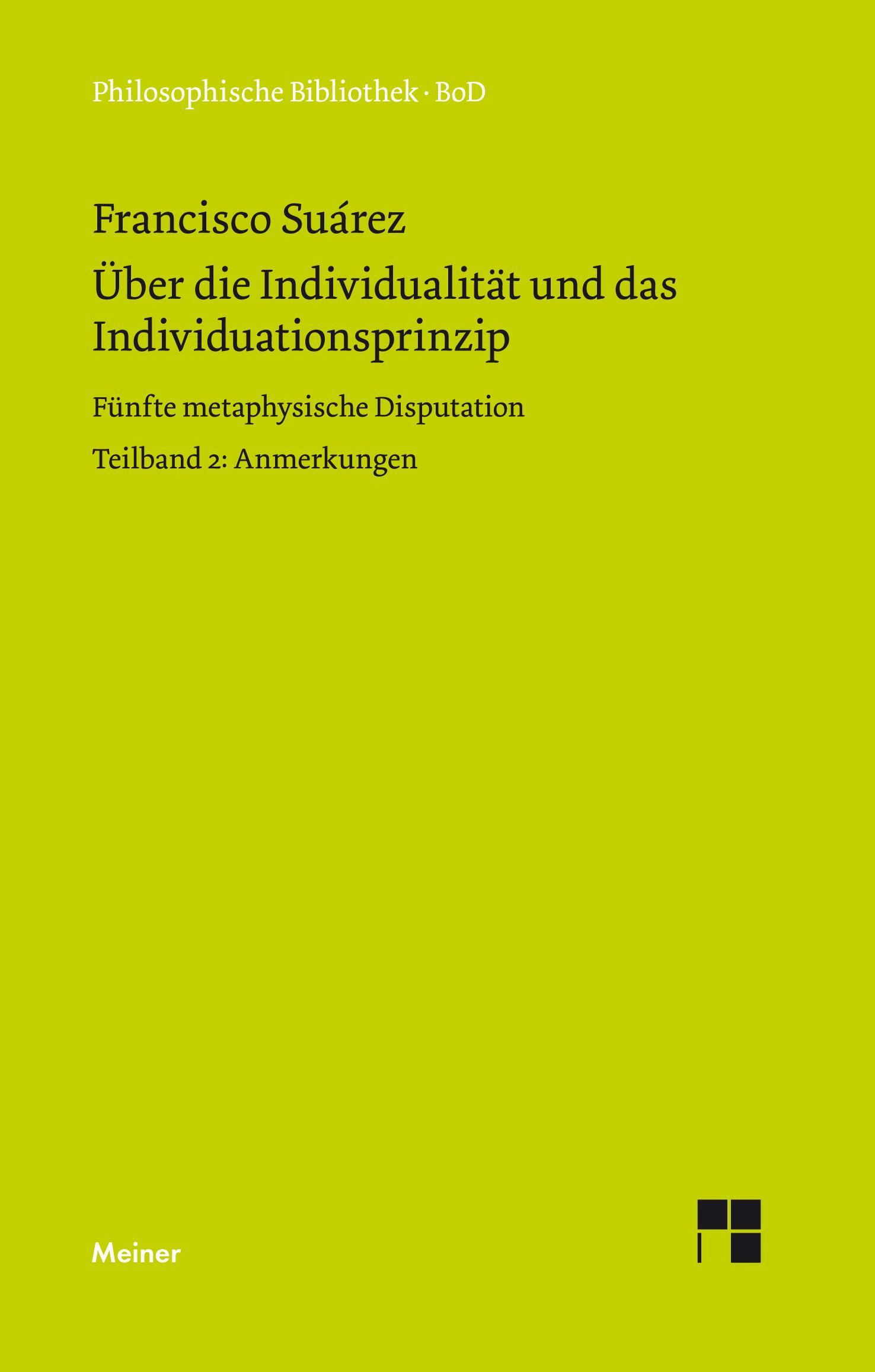 Über die Individualität und das Individuationsprinzip. 5. methaphysische Disputation / Über die Individualität und das Individuationsprinzip. 5. methaphysische Disputation