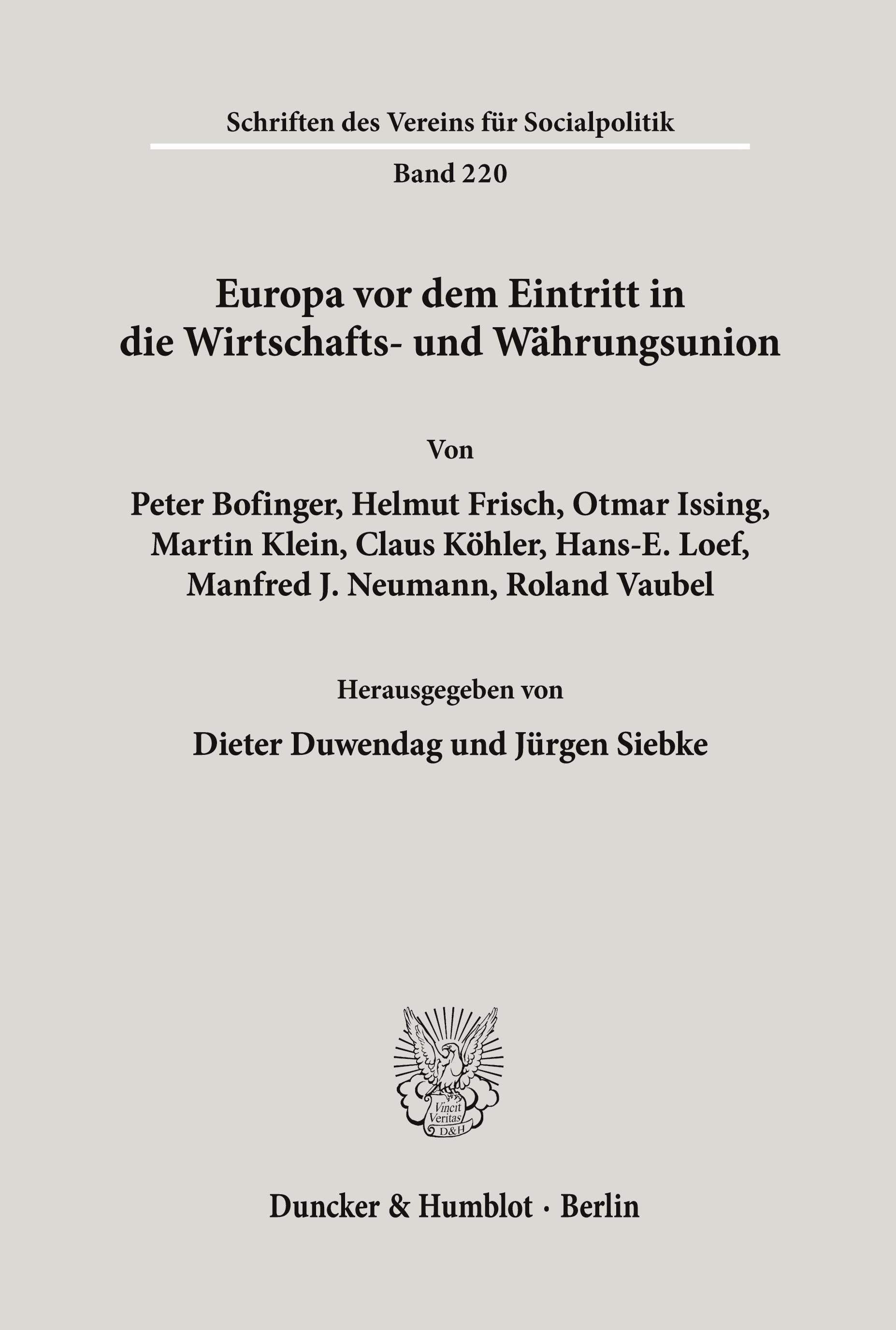 Europa vor dem Eintritt in die Wirtschafts- und Währungsunion.