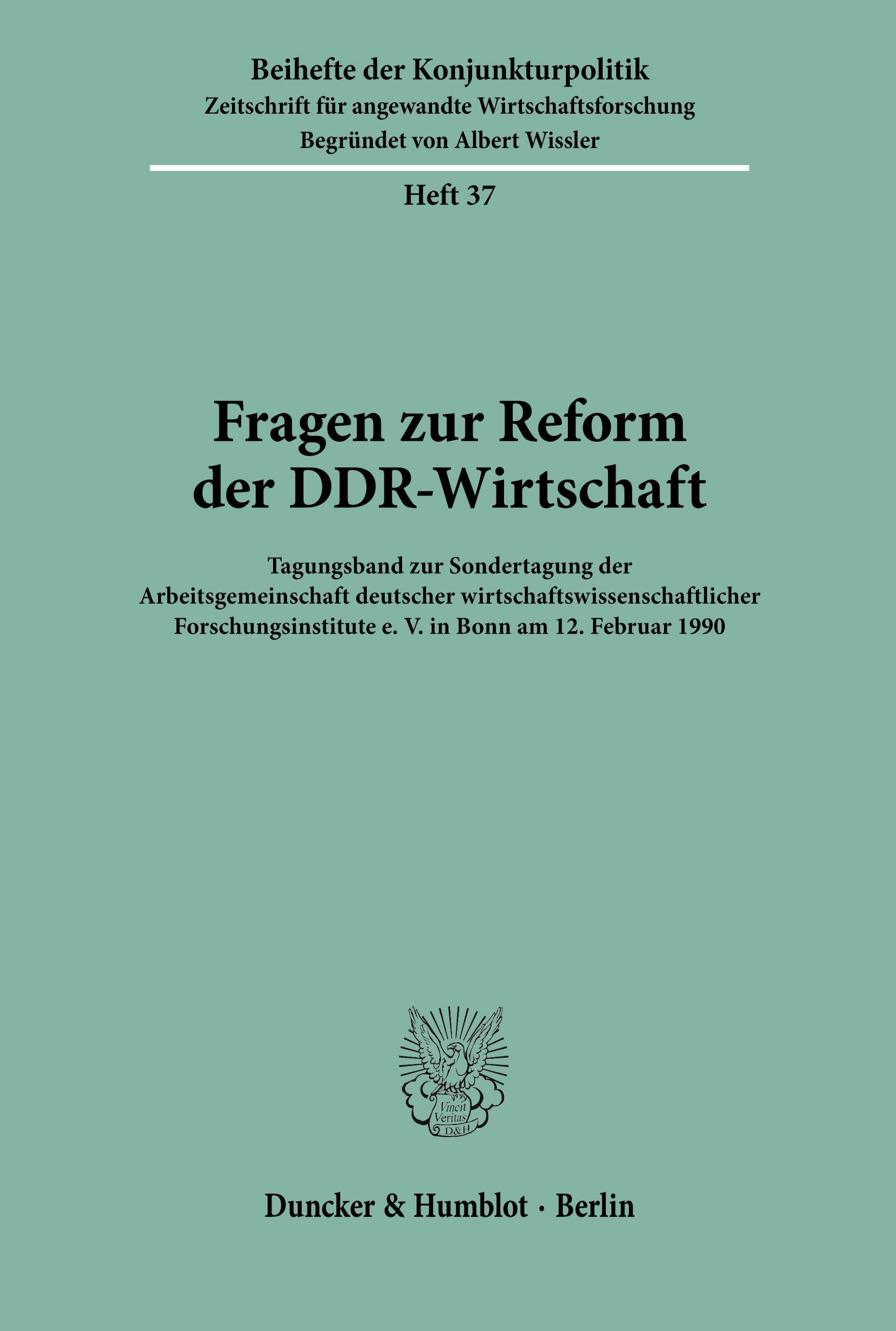 Fragen zur Reform der DDR-Wirtschaft.