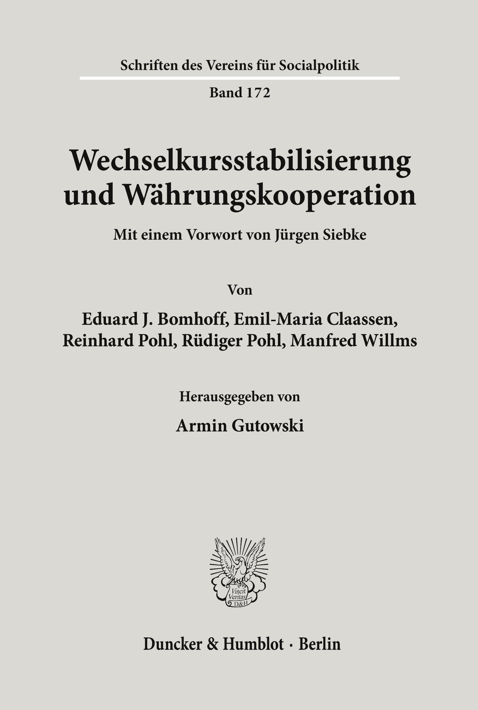 Wechselkursstabilisierung und Währungskooperation.