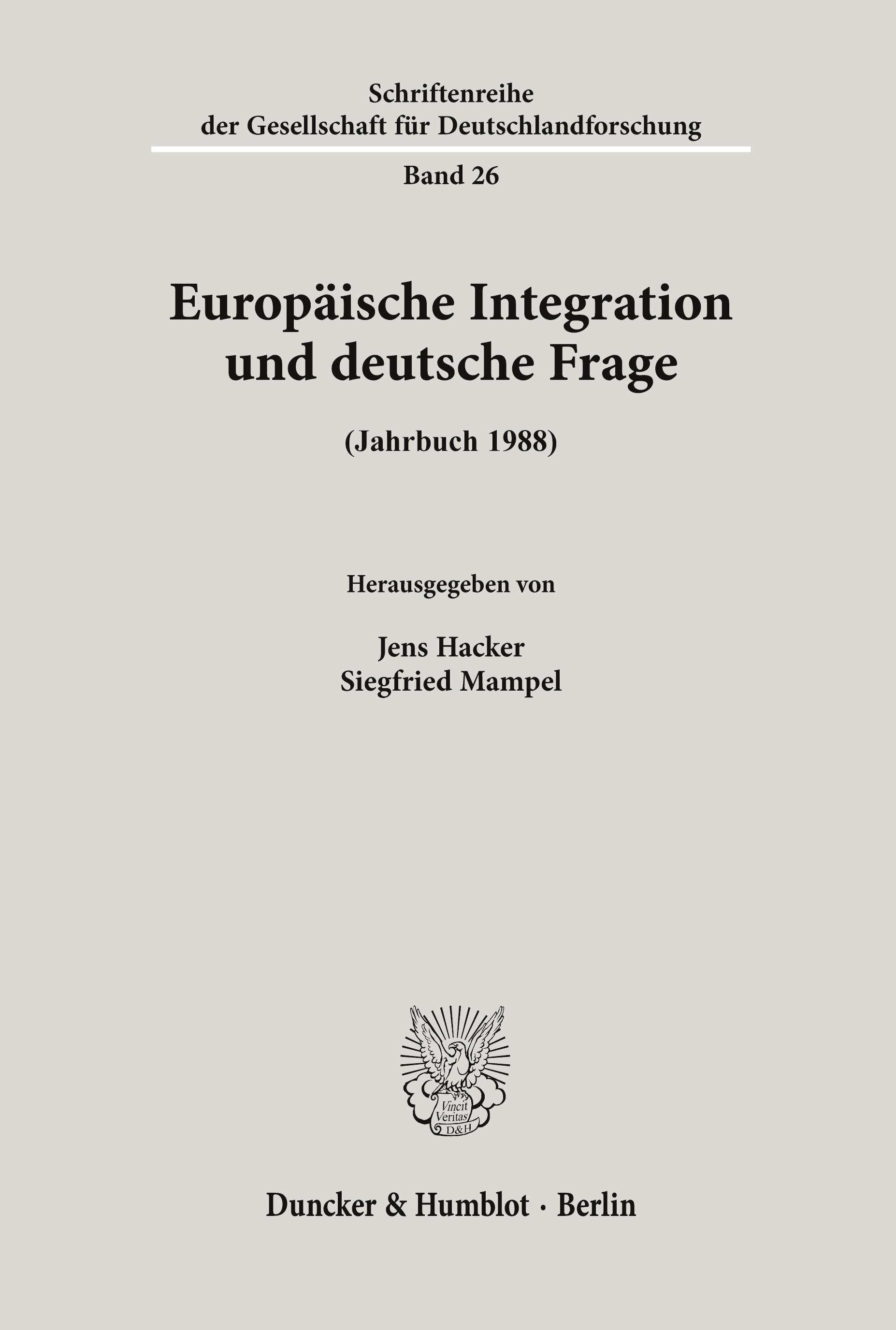 Europäische Integration und deutsche Frage.