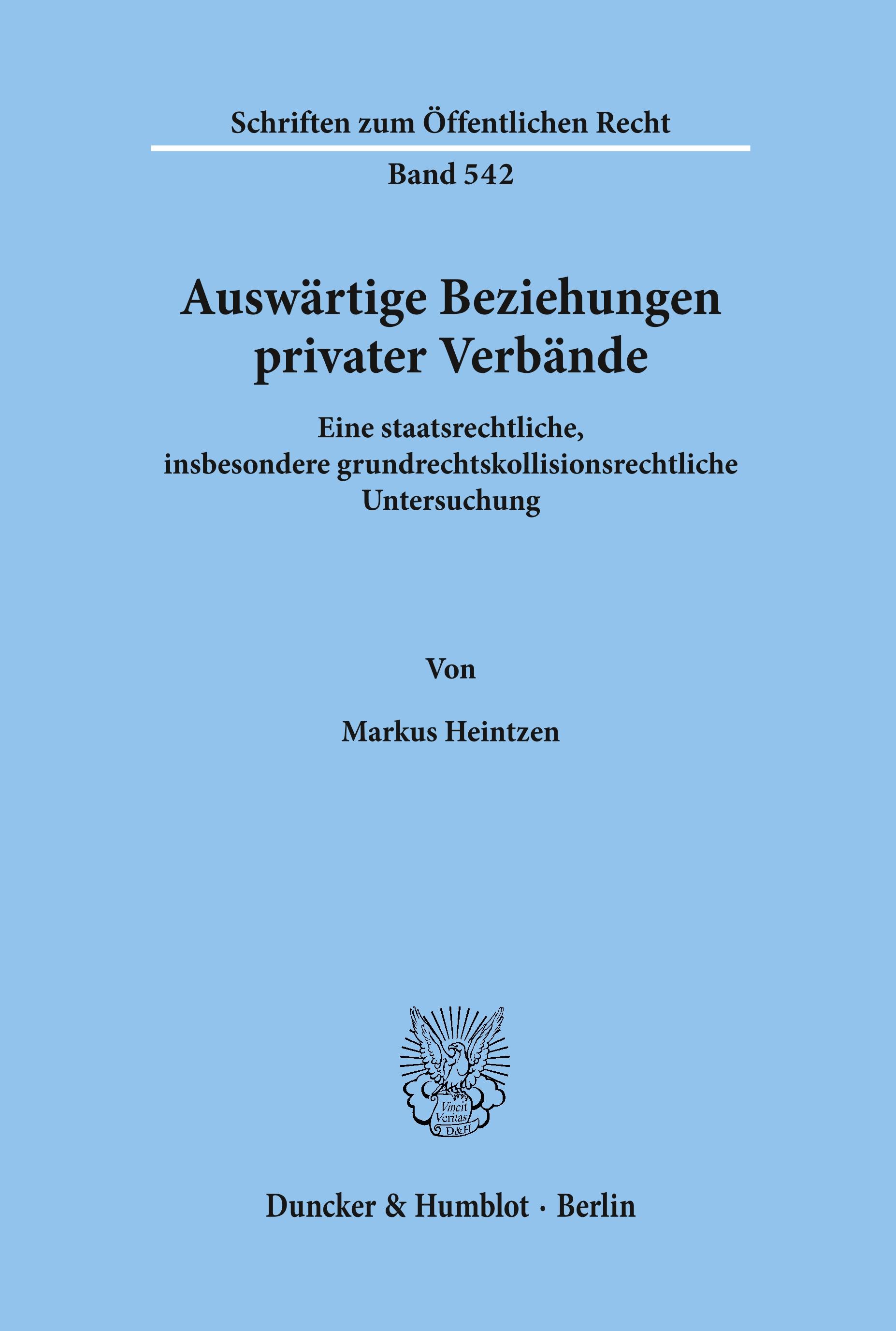 Auswärtige Beziehungen privater Verbände.