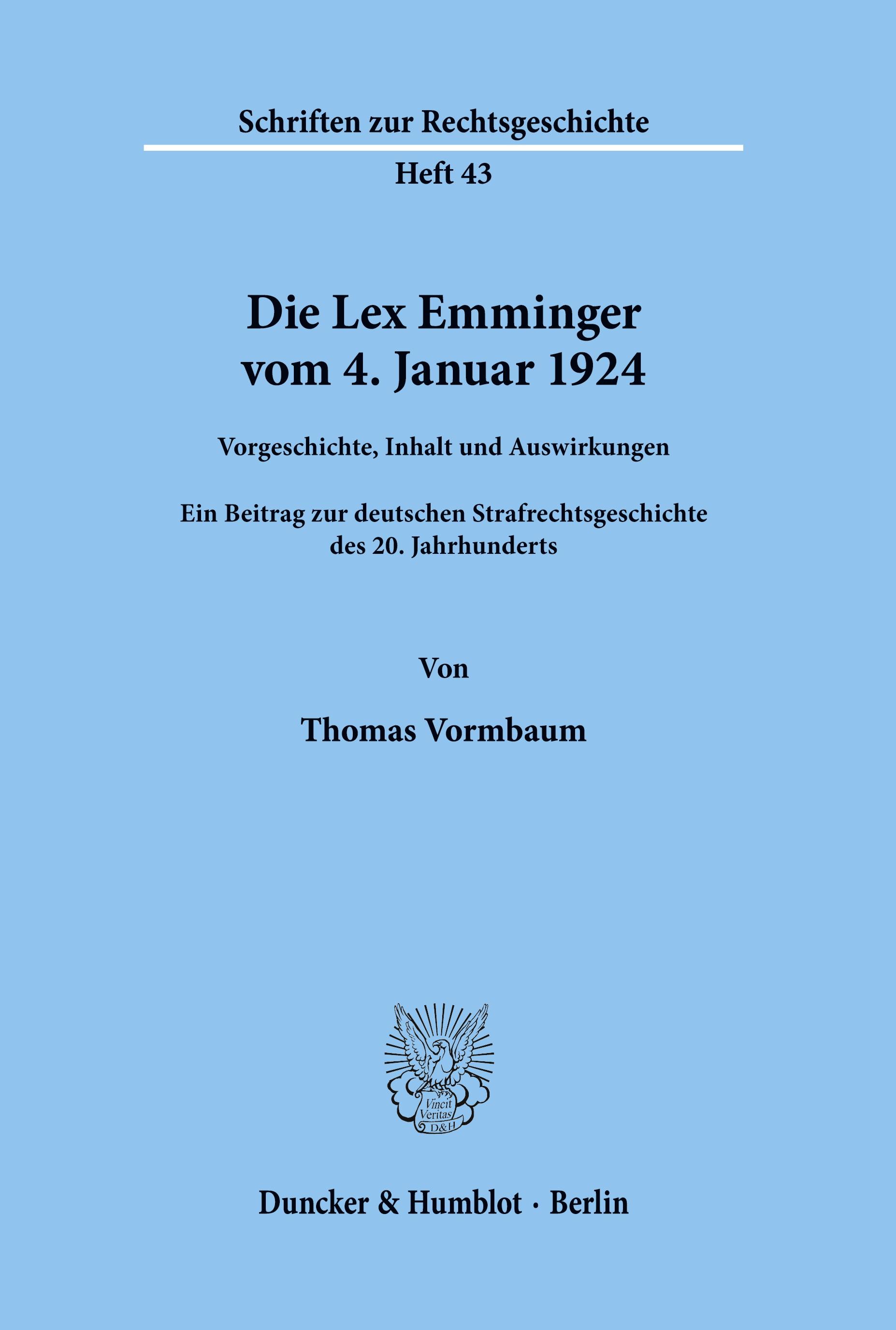 Die Lex Emminger vom 4. Januar 1924.