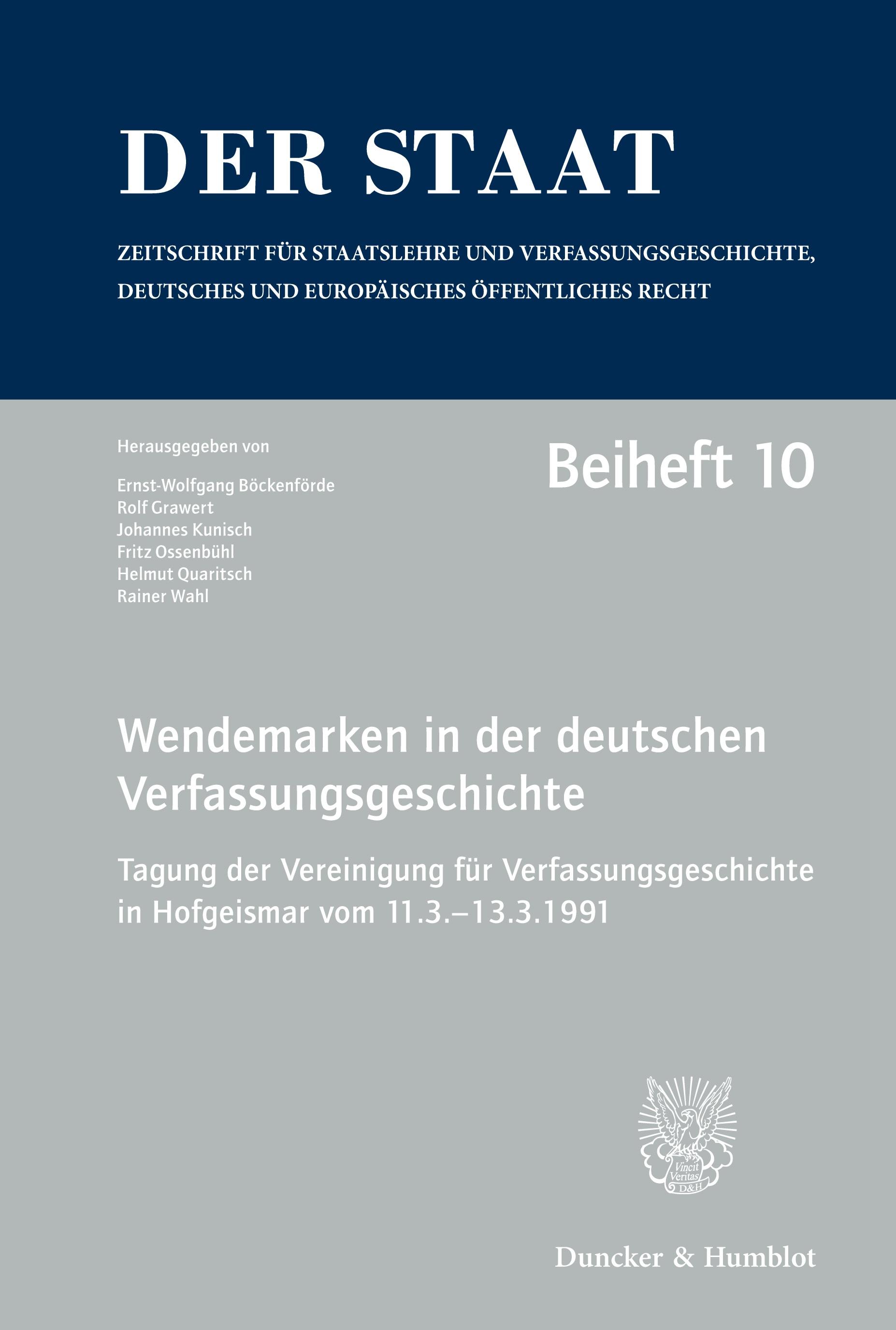 Wendemarken in der deutschen Verfassungsgeschichte.