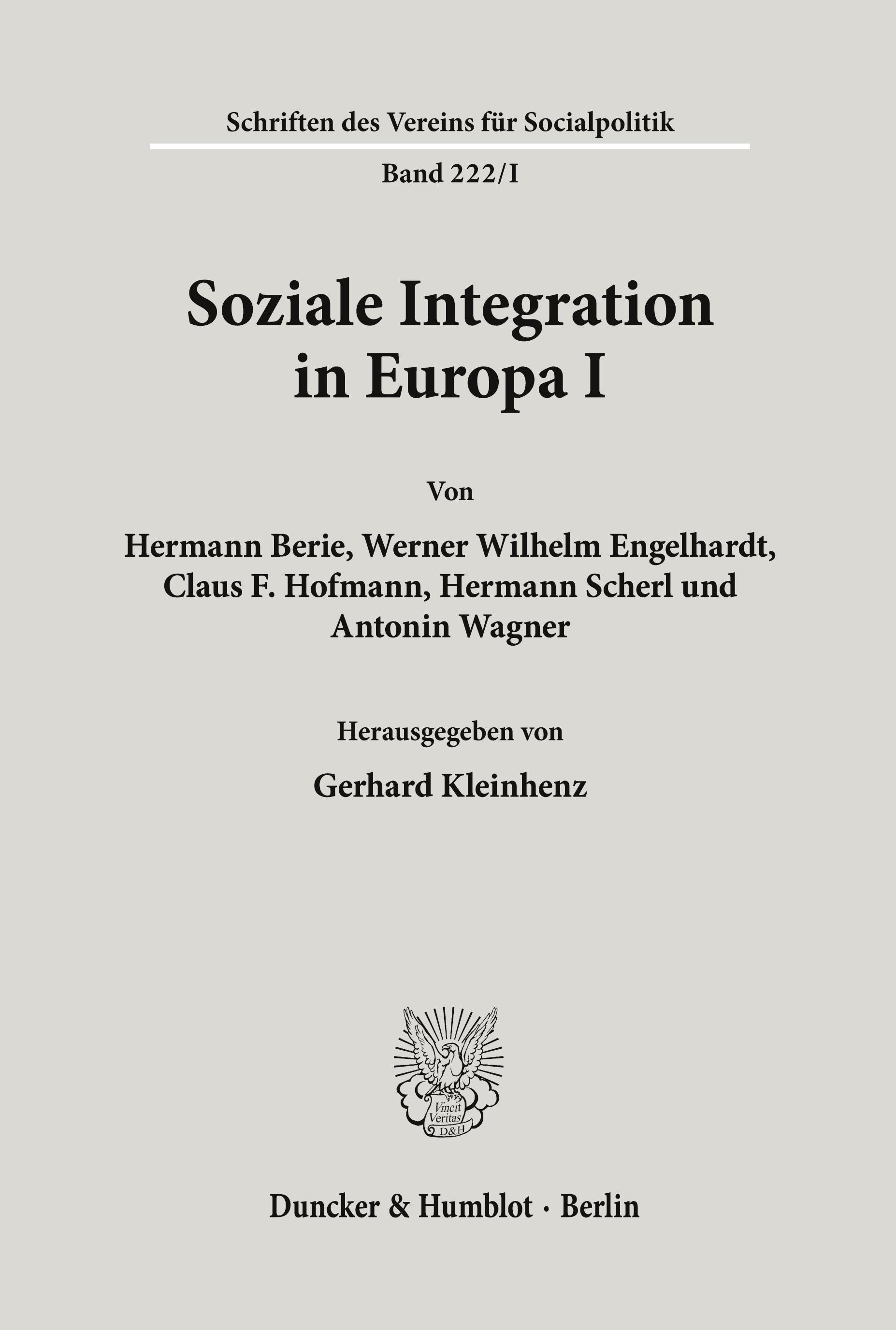 Soziale Integration in Europa I.