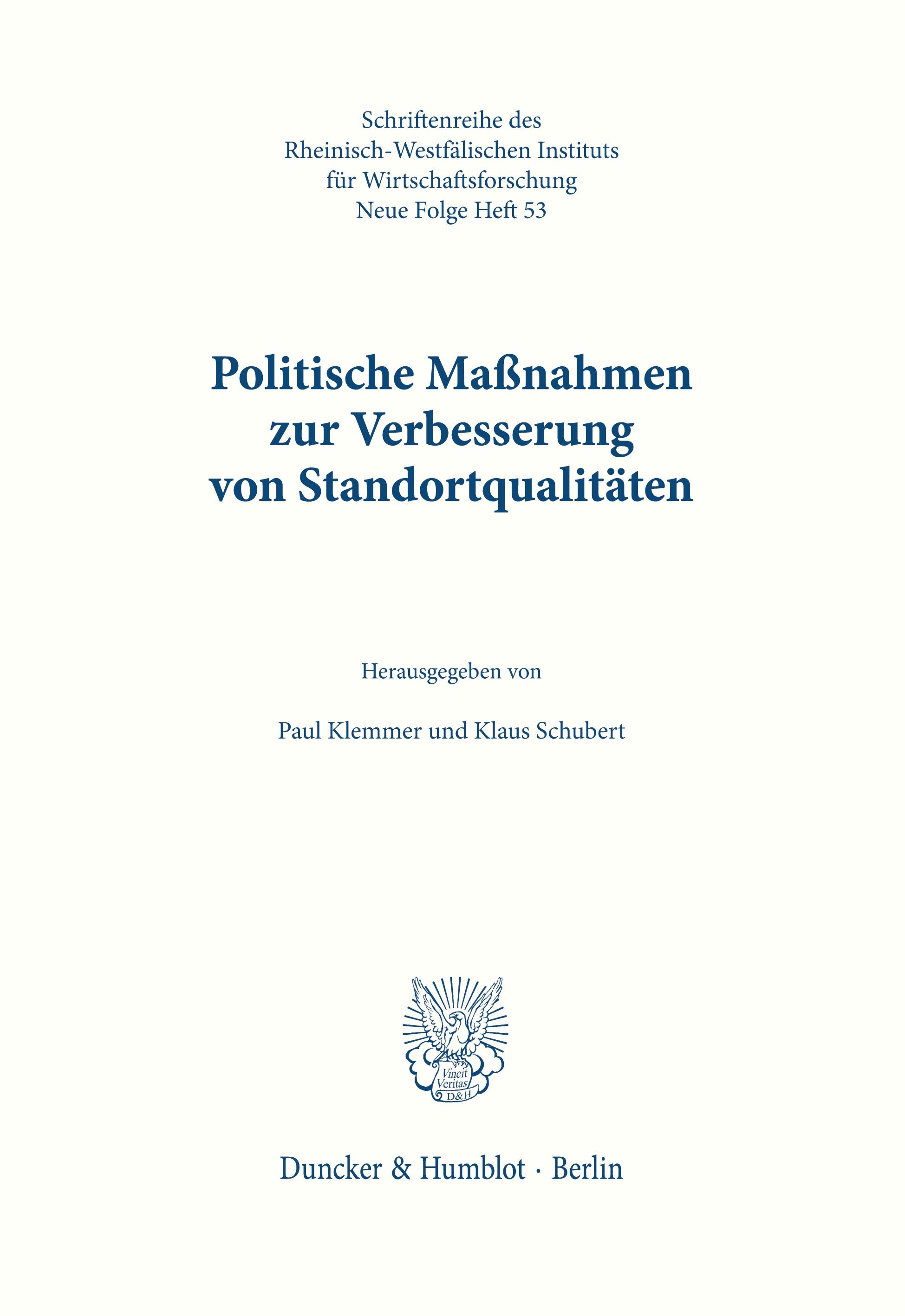 Politische Maßnahmen zur Verbesserung von Standortqualitäten.