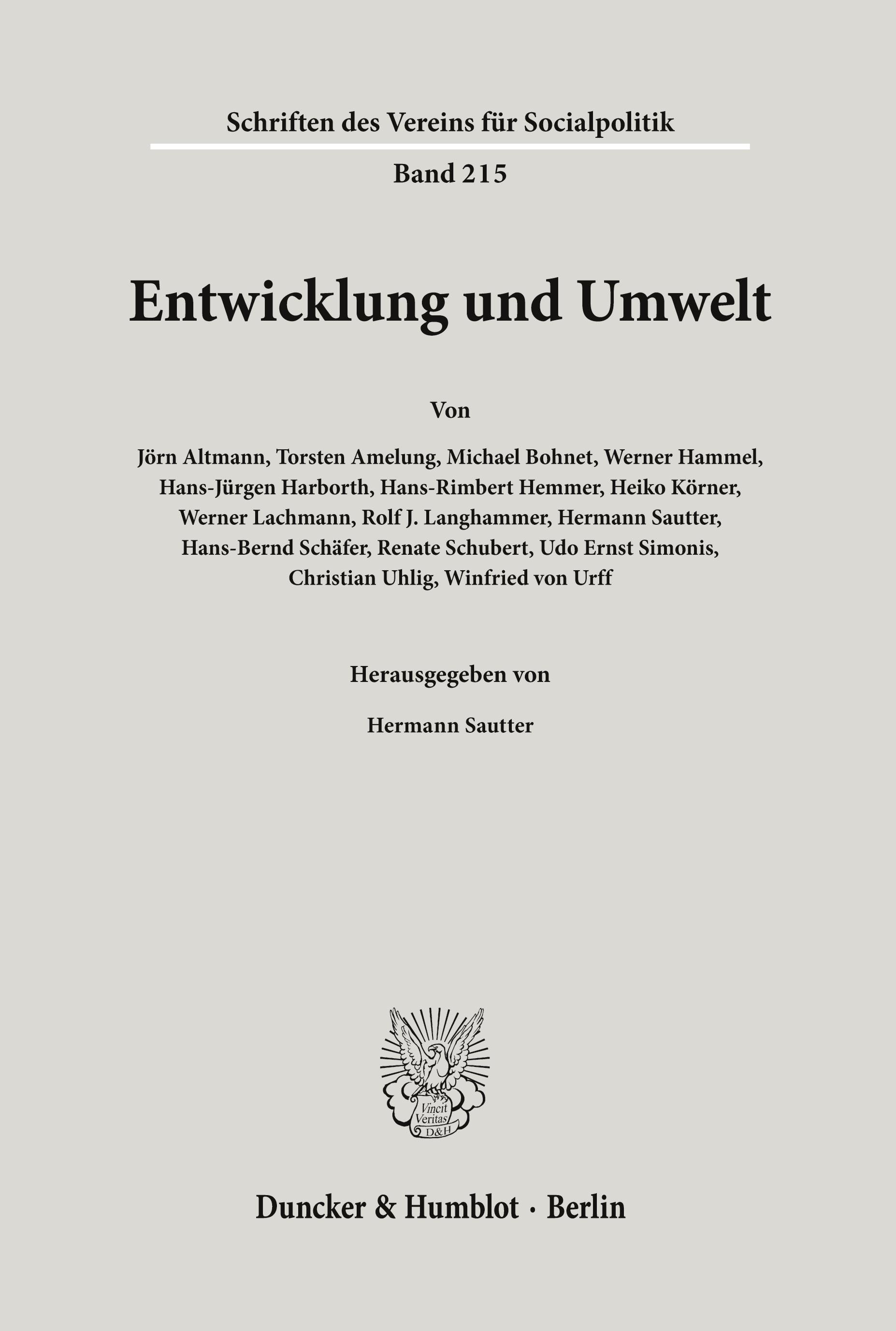 Entwicklung und Umwelt.