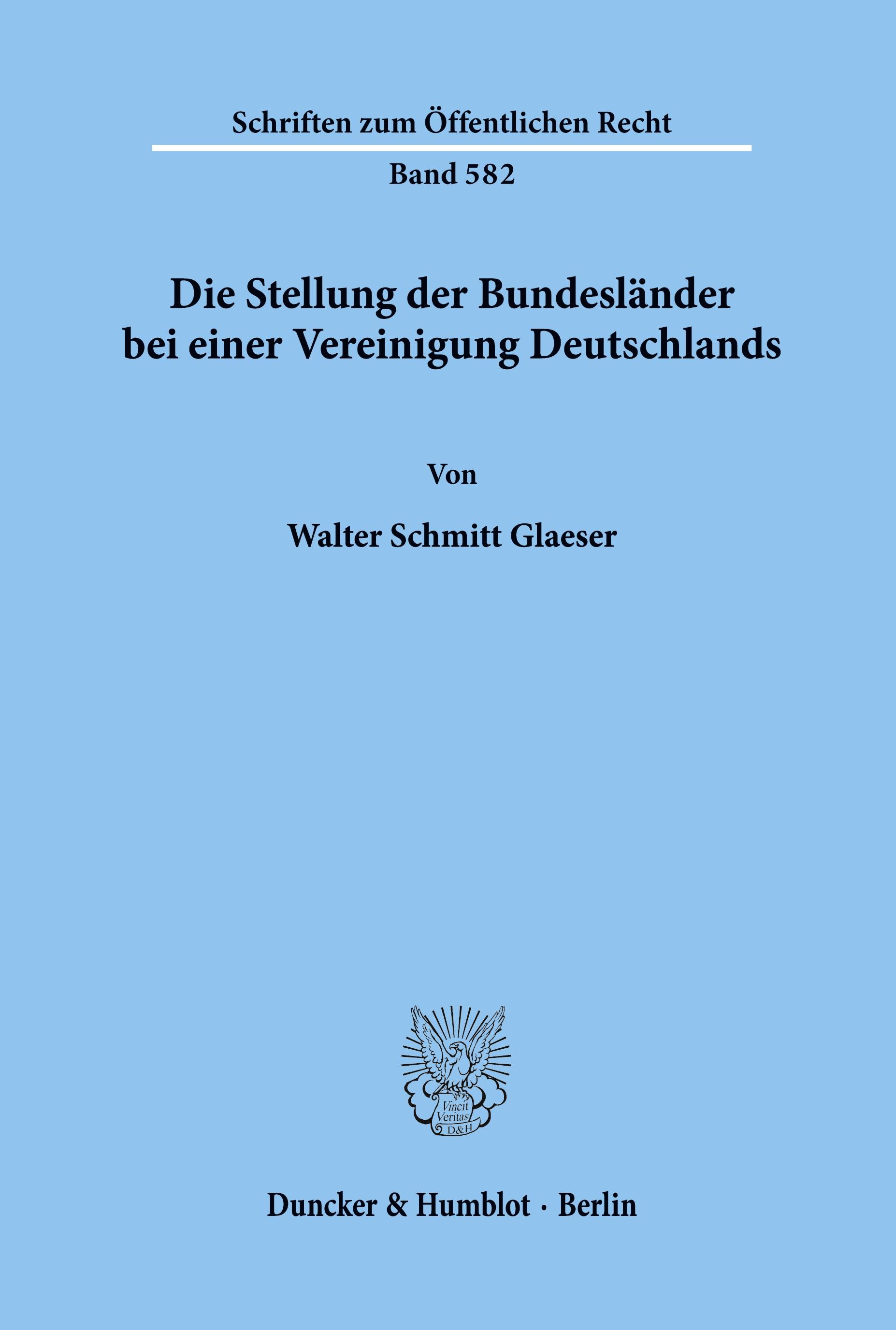 Die Stellung der Bundesländer bei einer Vereinigung Deutschlands.