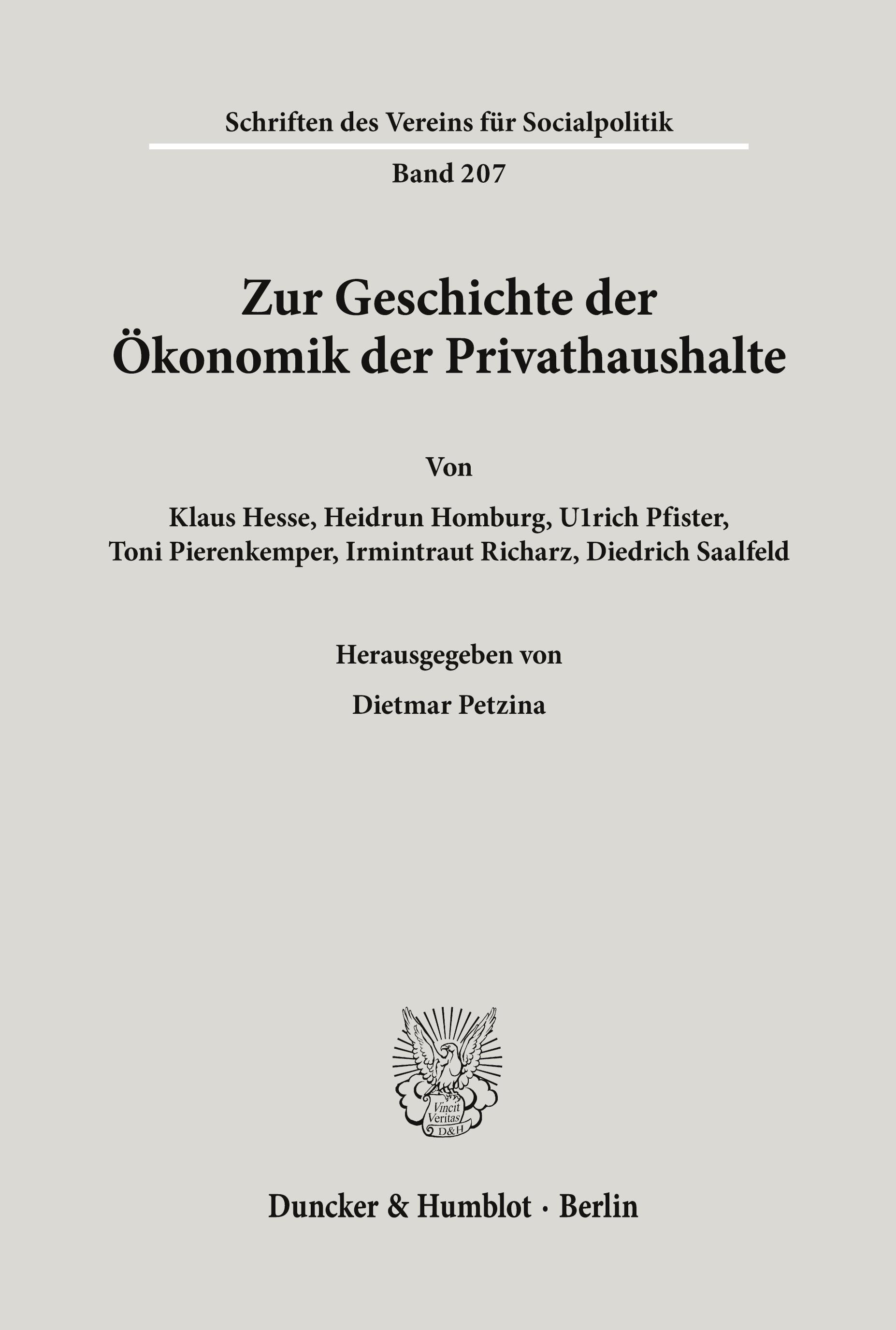 Zur Geschichte der Ökonomik der Privathaushalte.