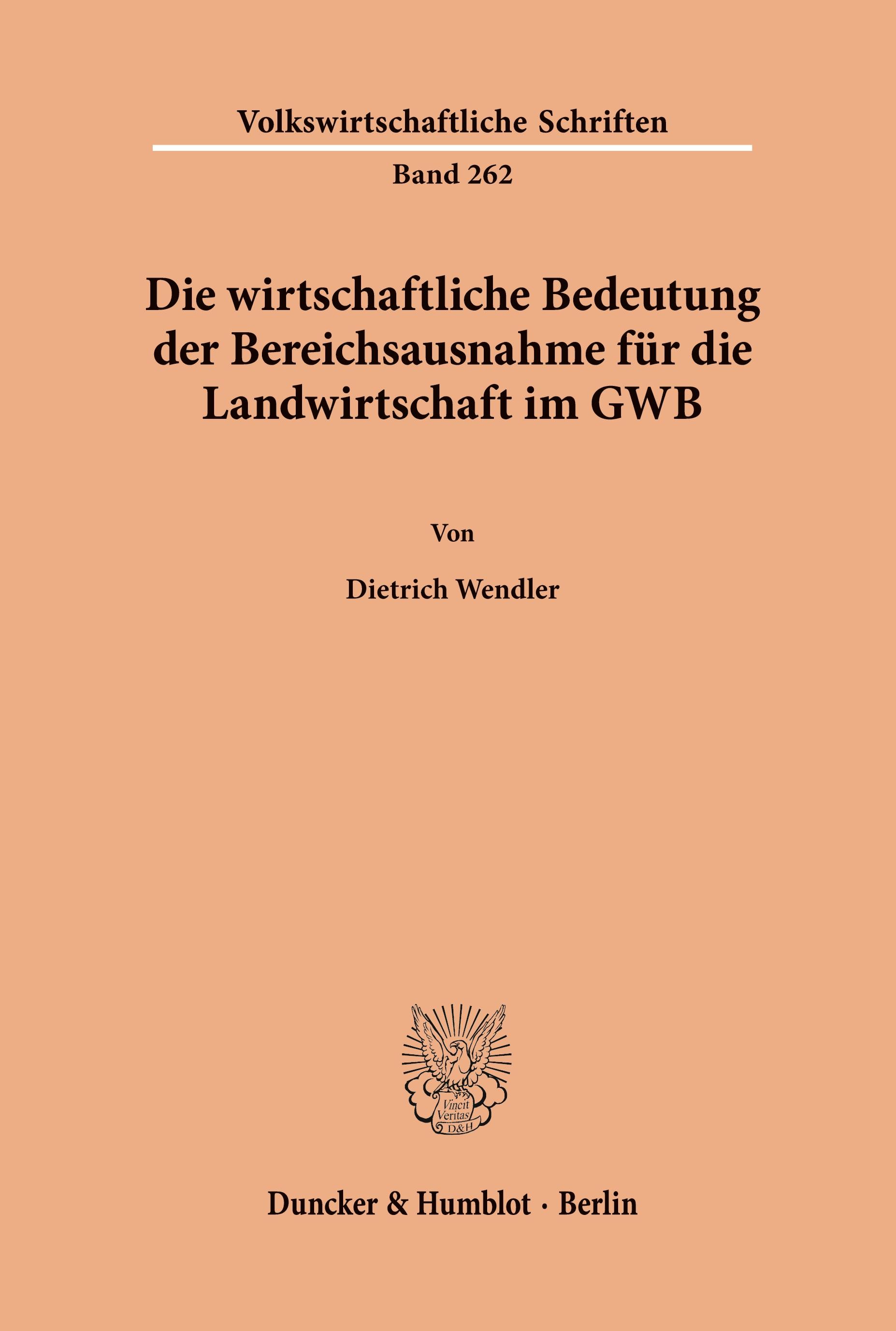 Die wirtschaftliche Bedeutung der Bereichsausnahme für die Landwirtschaft im GWB.