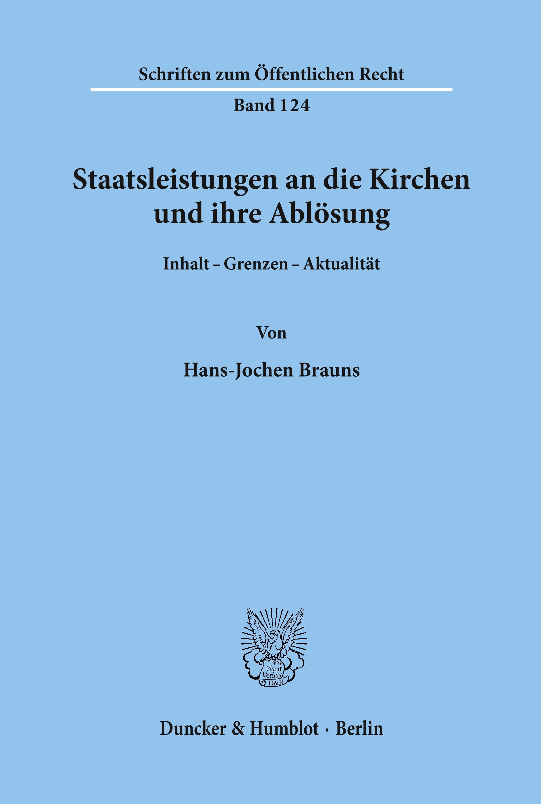 Staatsleistungen an die Kirchen und ihre Ablösung.