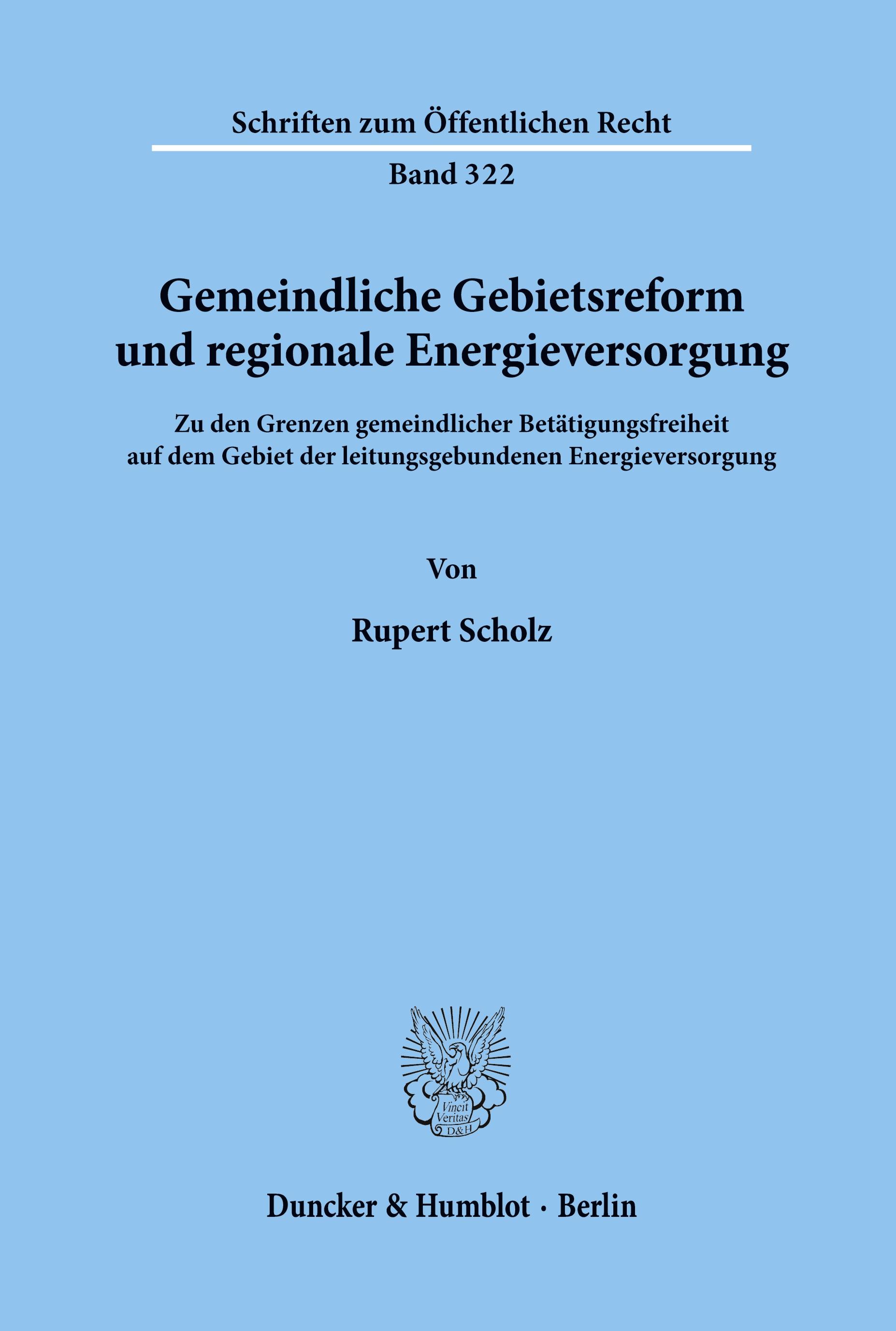 Gemeindliche Gebietsreform und regionale Energieversorgung.