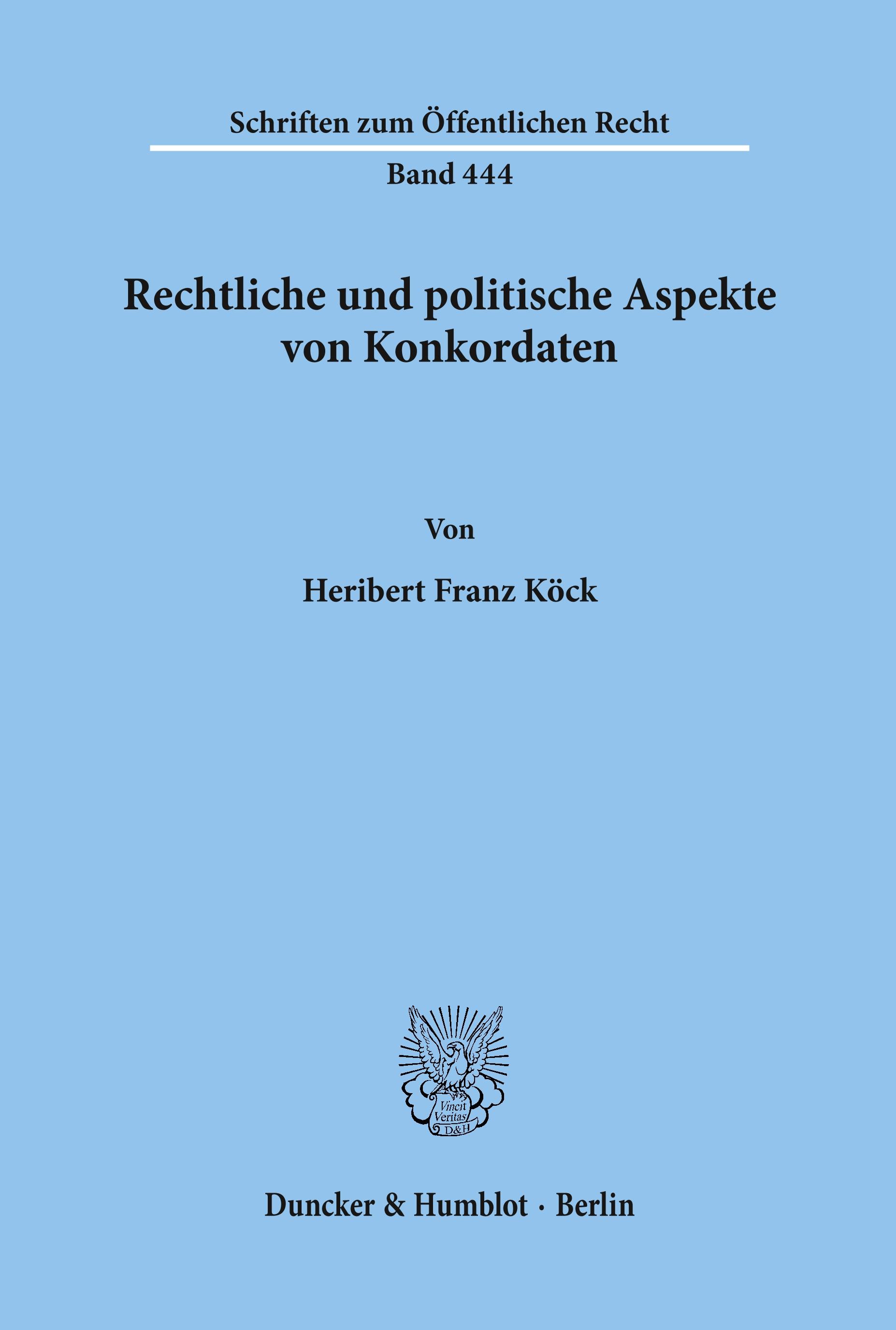 Rechtliche und politische Aspekte von Konkordaten.