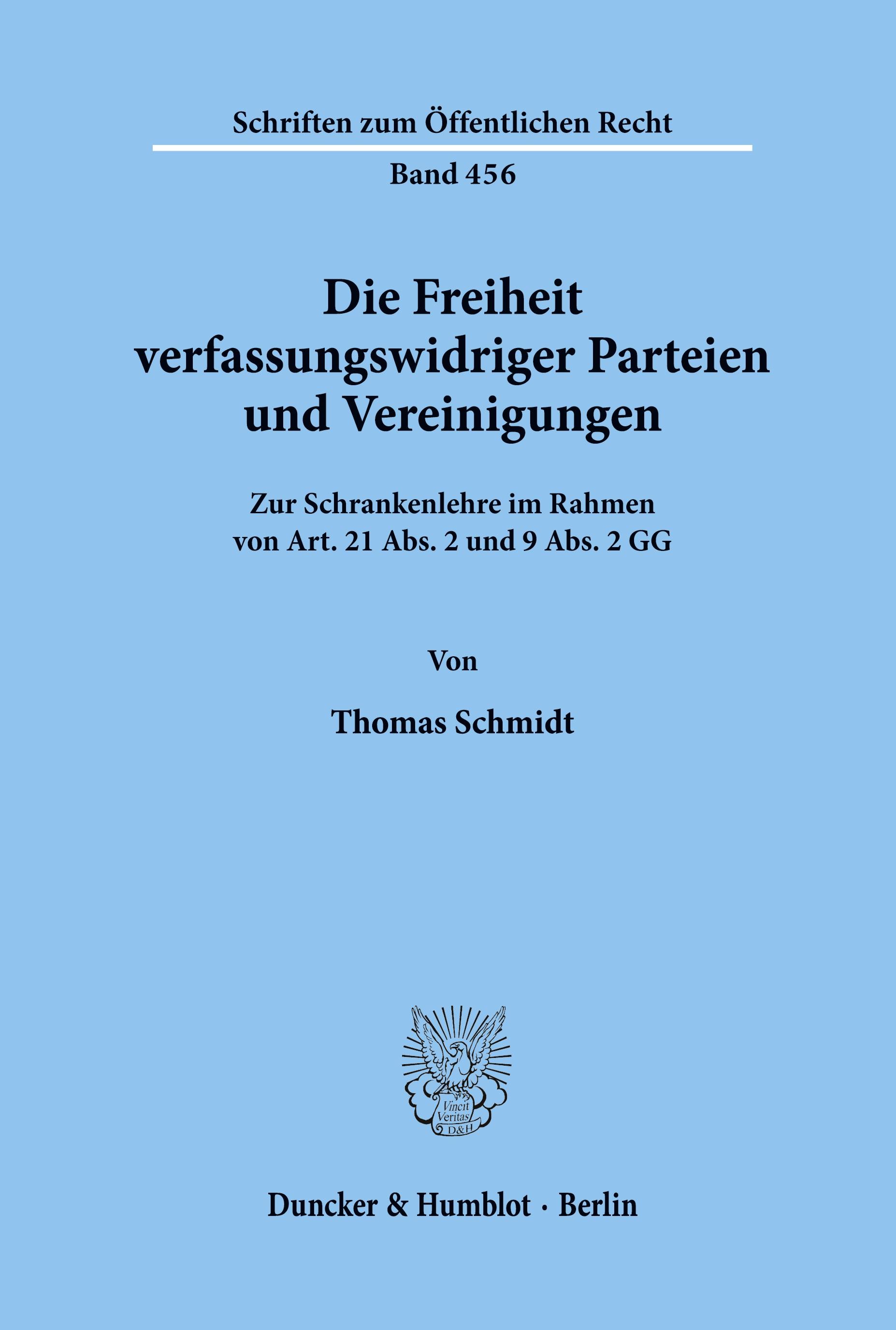 Die Freiheit verfassungswidriger Parteien und Vereinigungen.